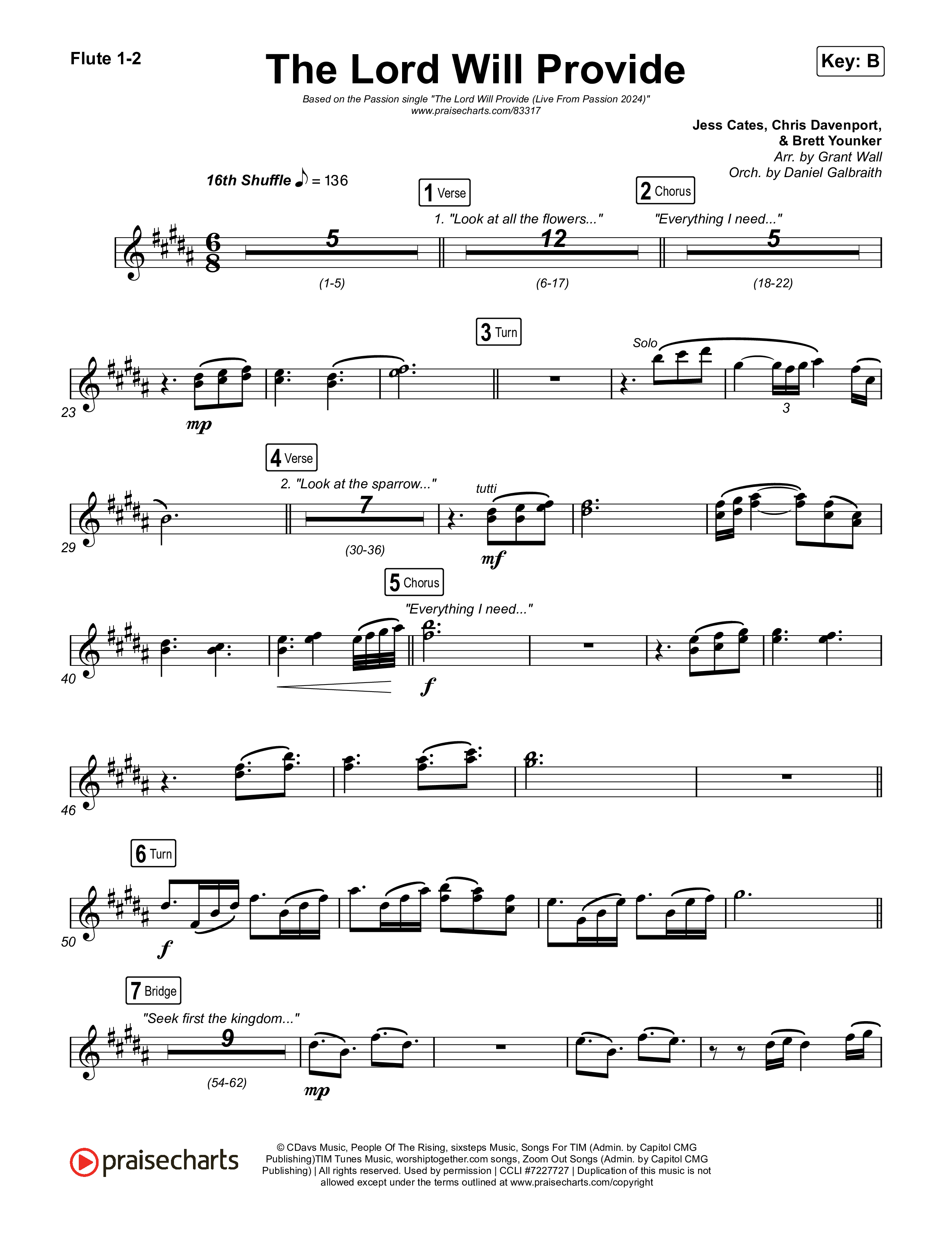 The Lord Will Provide (Live From Passion 2024) Flute 1,2 (Passion / Landon Wolfe)