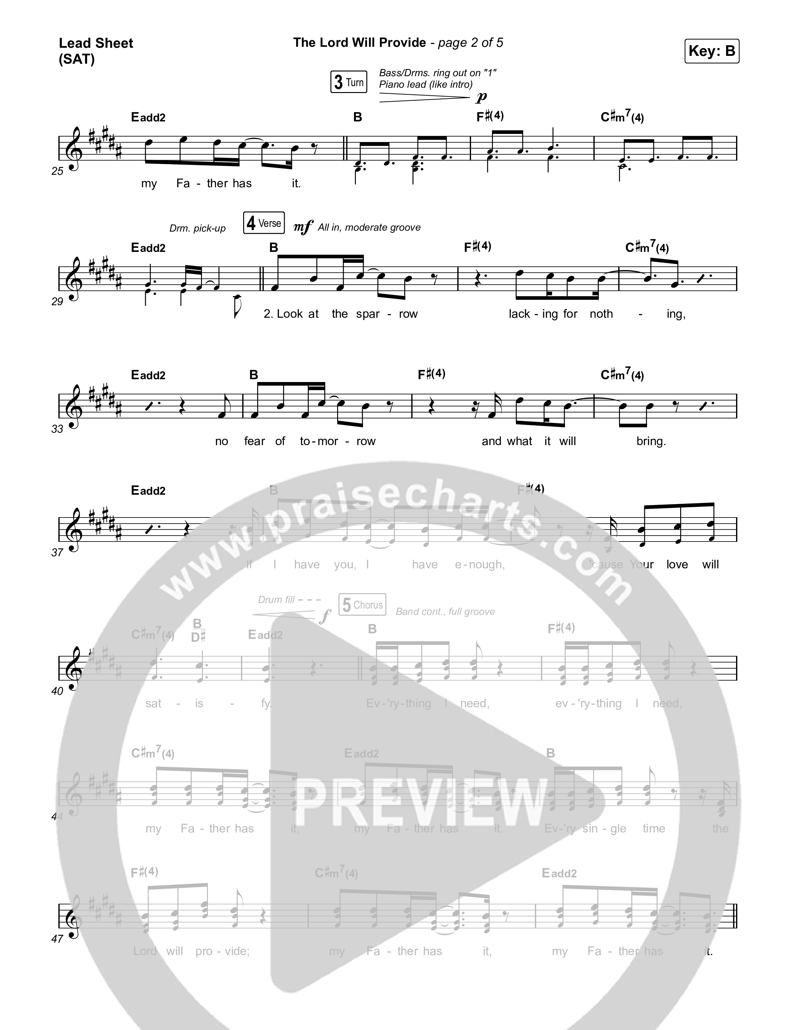 The Lord Will Provide Lead Sheet (SAT) (Passion / Landon Wolfe)