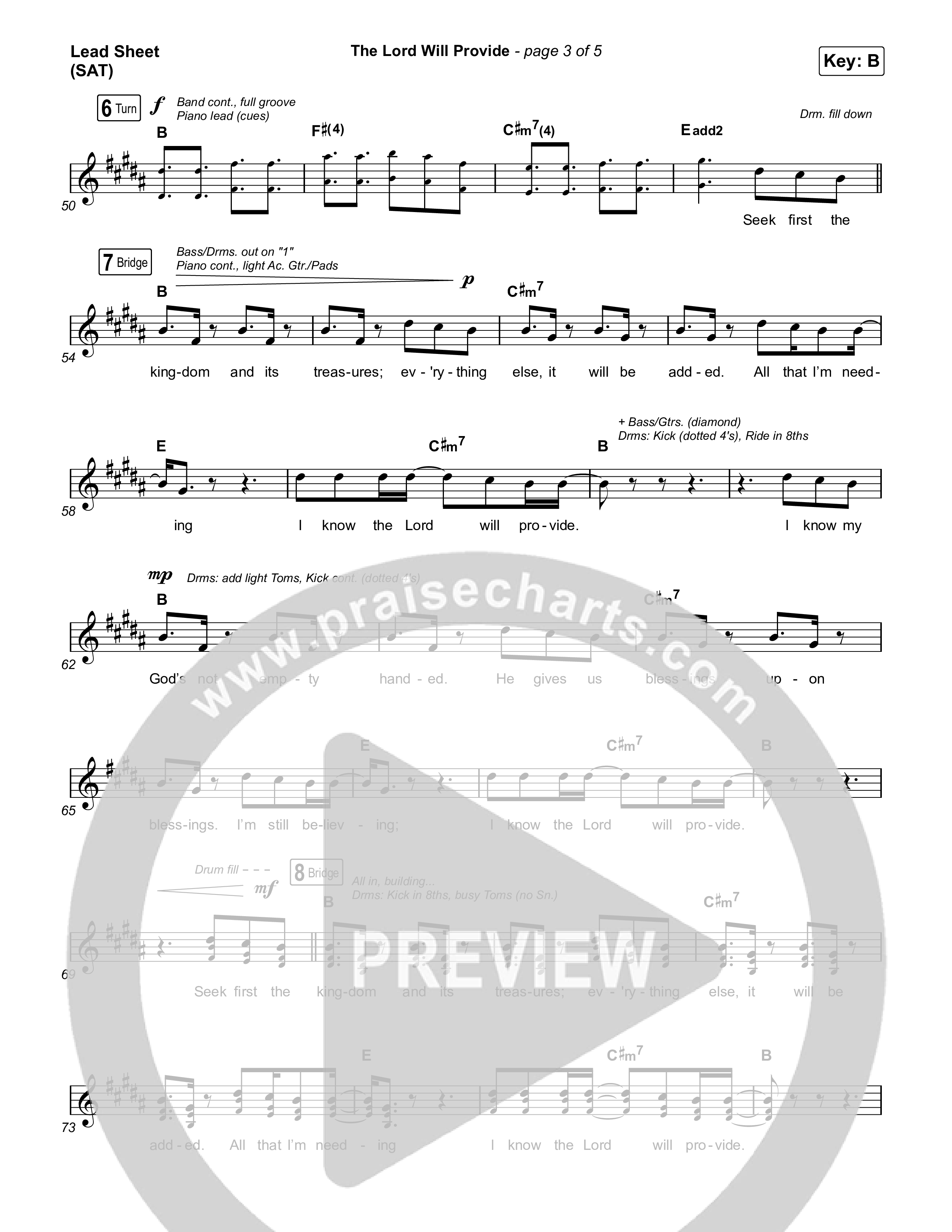 The Lord Will Provide (Live From Passion 2024) Lead Sheet (SAT) (Passion / Landon Wolfe)