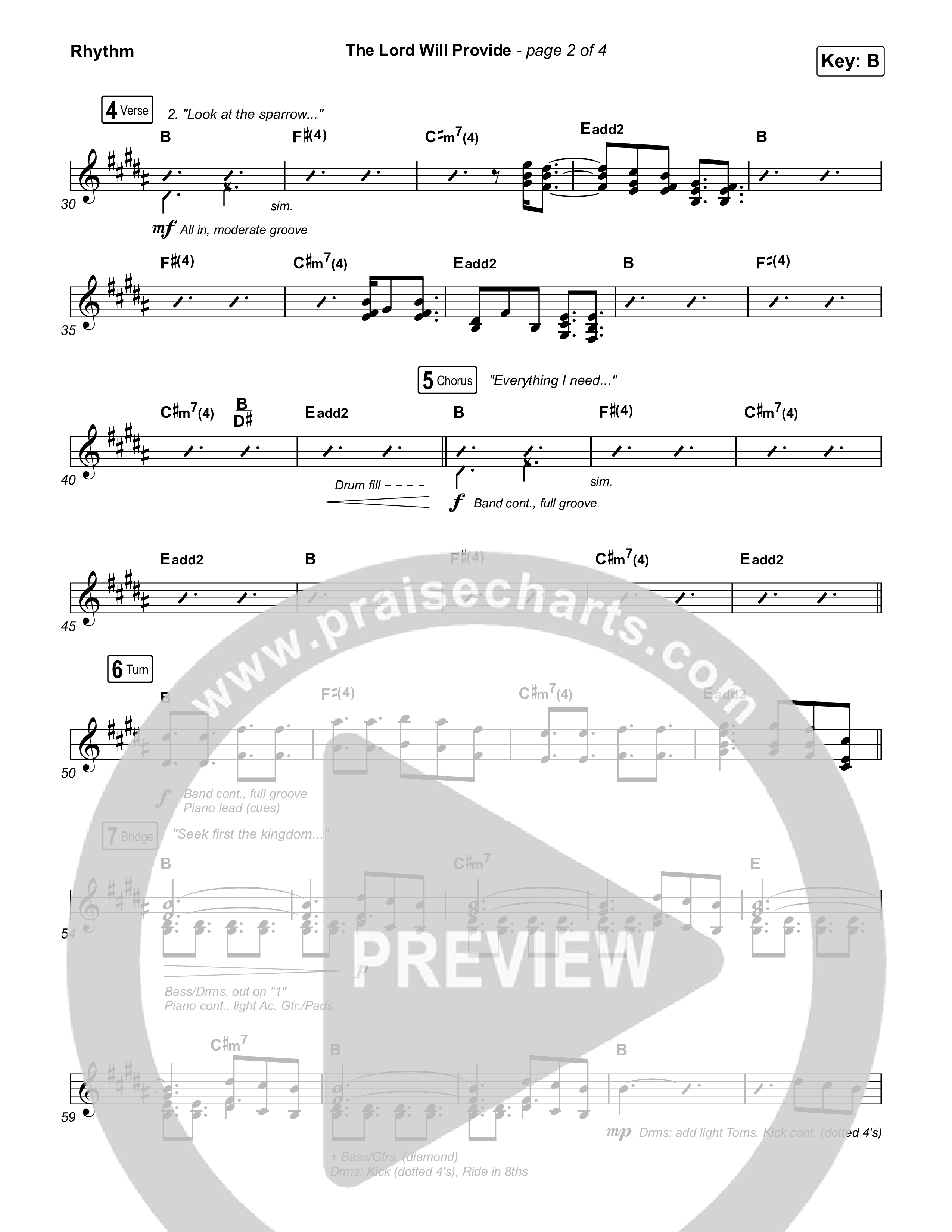 The Lord Will Provide Rhythm Chart (Passion / Landon Wolfe)