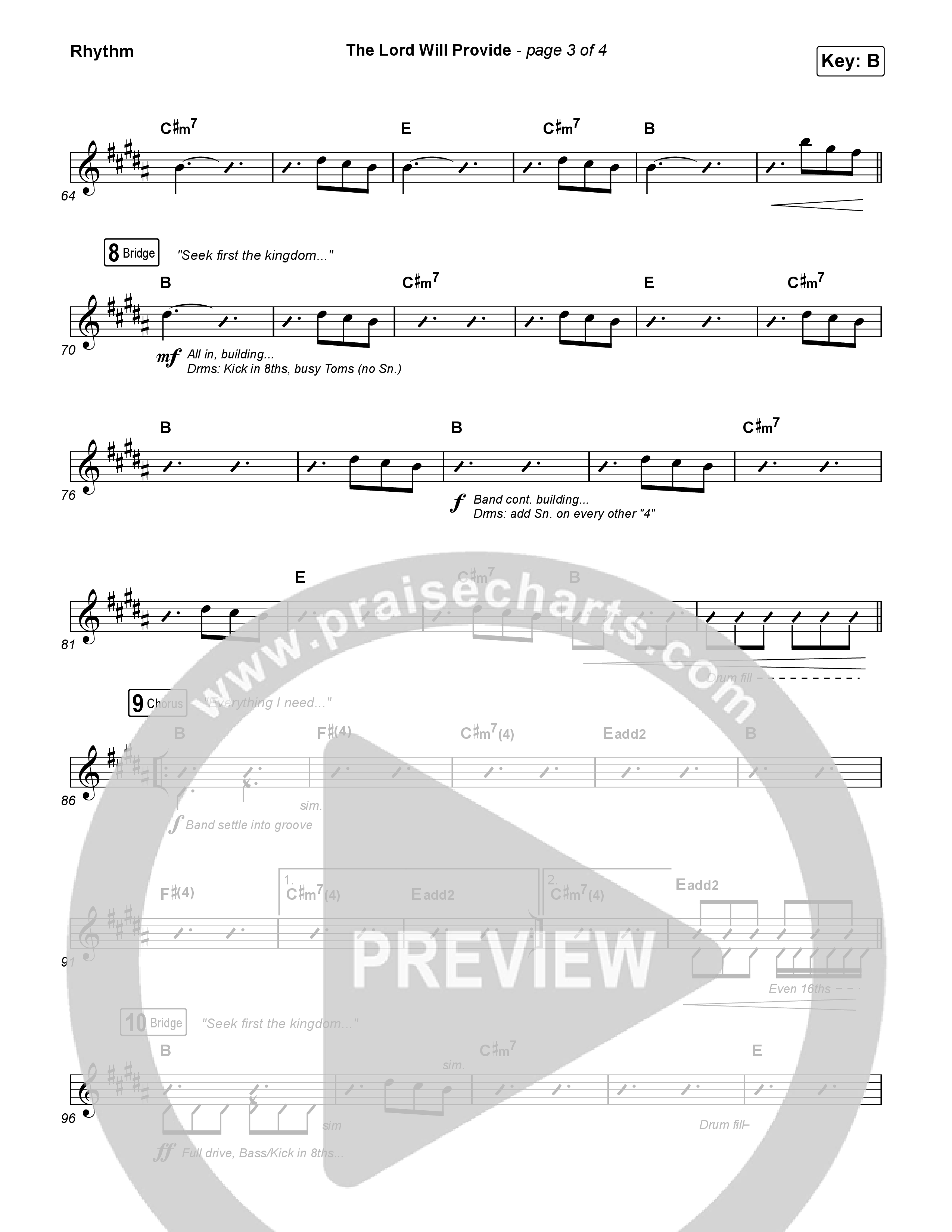 The Lord Will Provide (Live From Passion 2024) Rhythm Chart (Passion / Landon Wolfe)