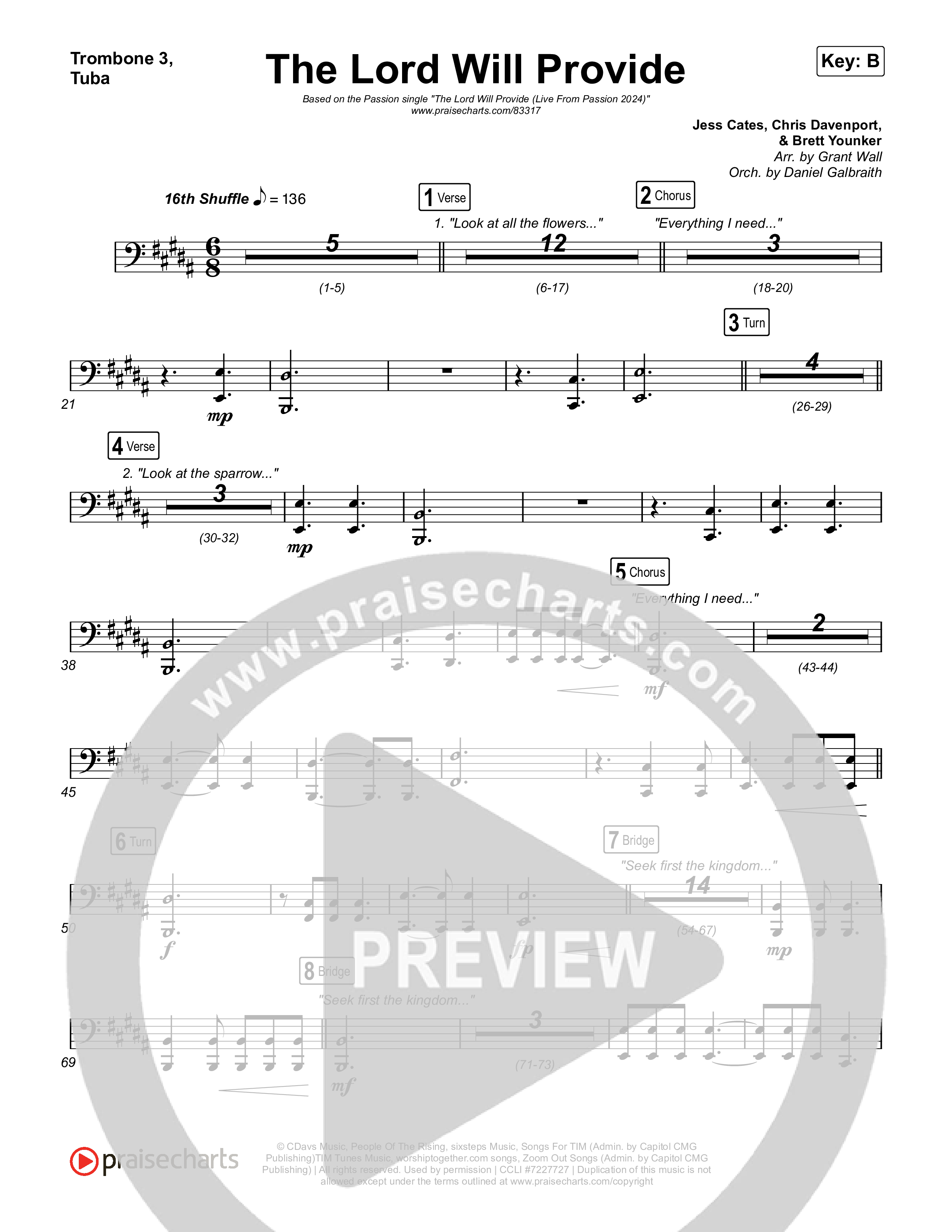 The Lord Will Provide Trombone 3/Tuba (Passion / Landon Wolfe)