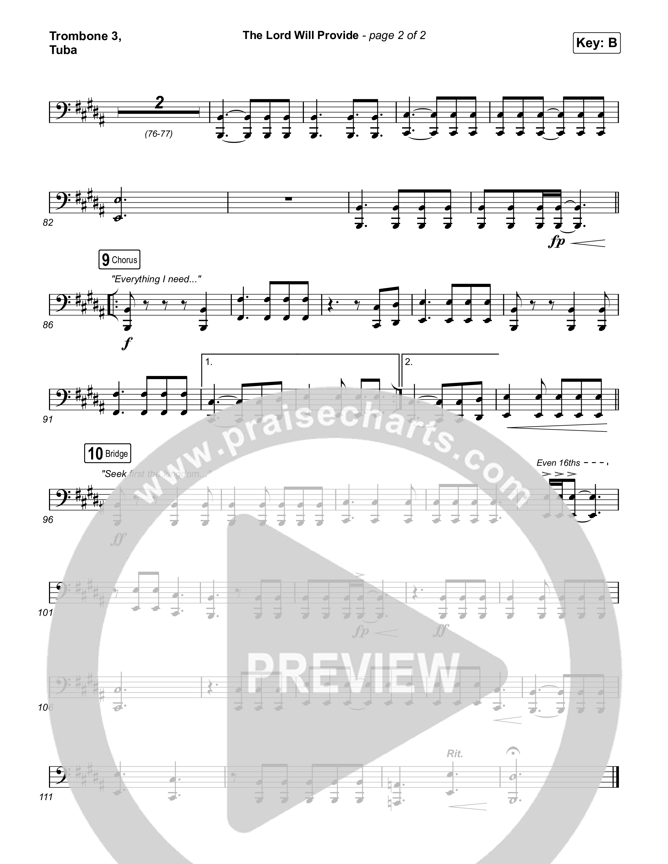 The Lord Will Provide Trombone 3/Tuba (Passion / Landon Wolfe)
