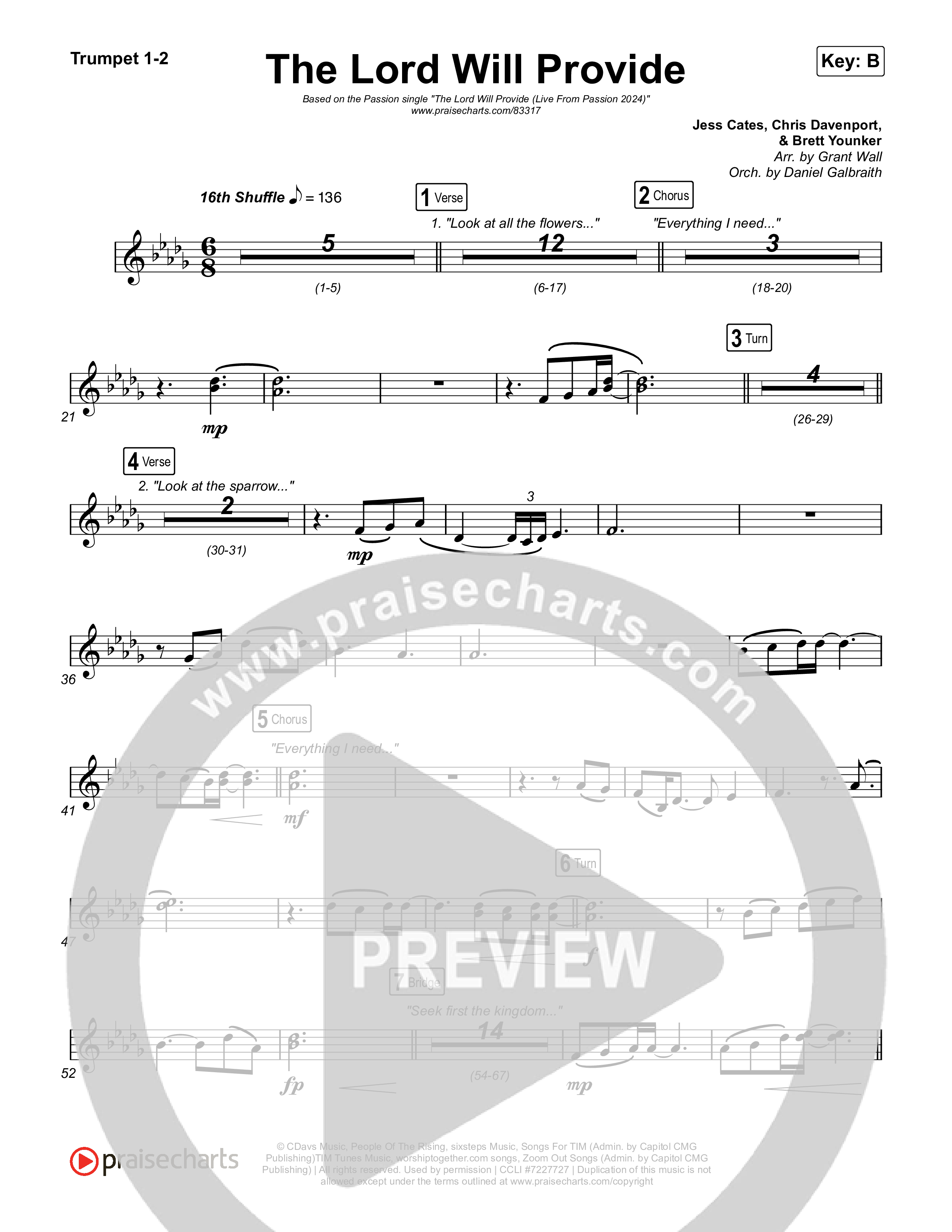 The Lord Will Provide (Live From Passion 2024) Trumpet 1,2 (Passion / Landon Wolfe)