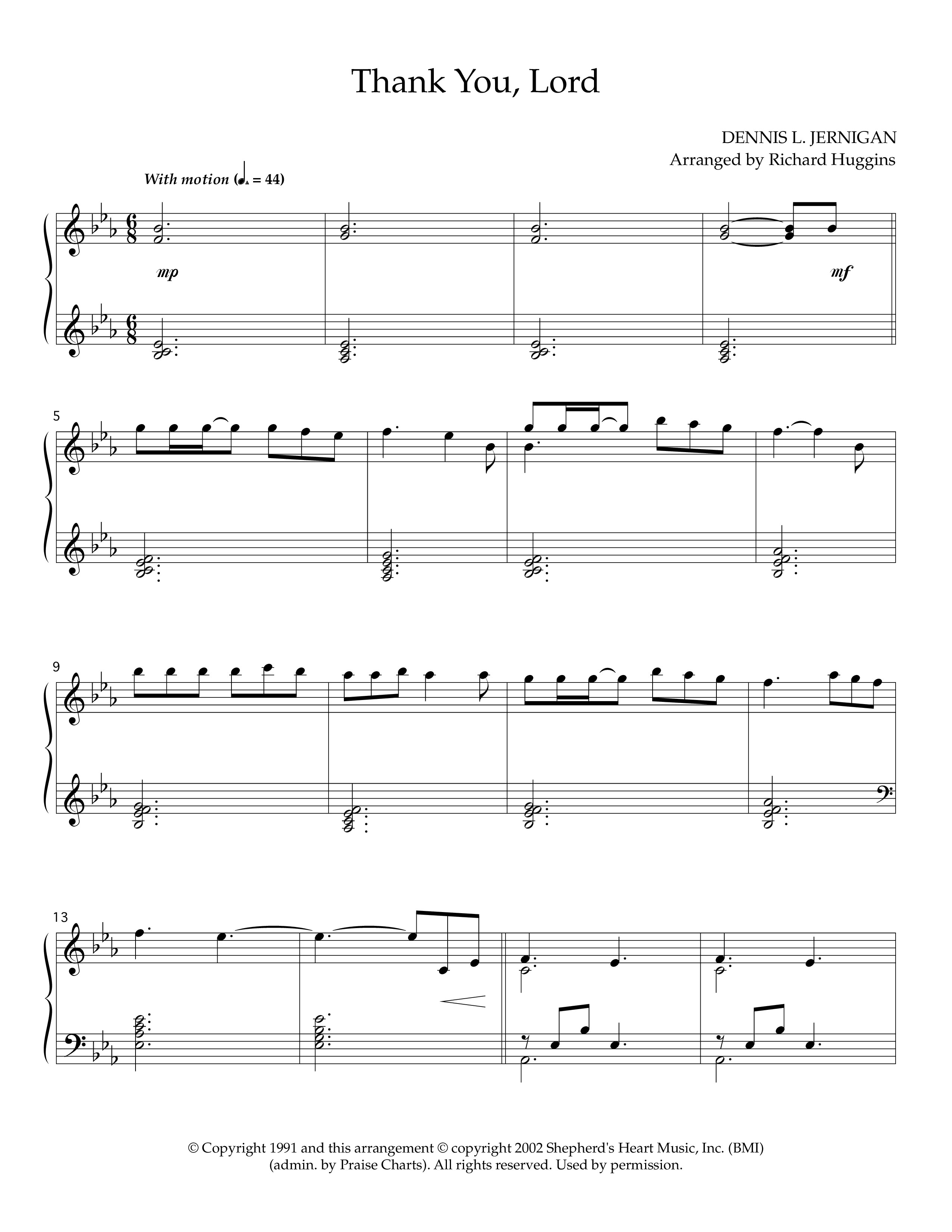 Thank You Lord (Instrumental) Piano Solo (Lifeway Worship / Arr. Richard Huggins)