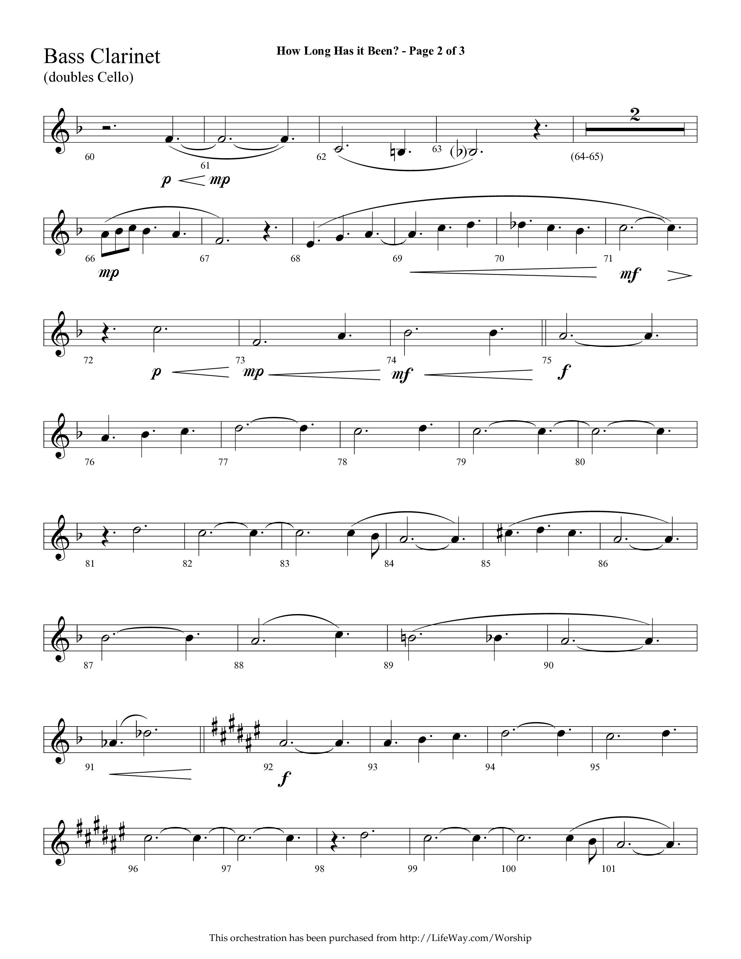 How Long Has It Been (with Pray On) (Choral Anthem SATB) Bass Clarinet (Lifeway Choral / Arr. Cliff Duren)