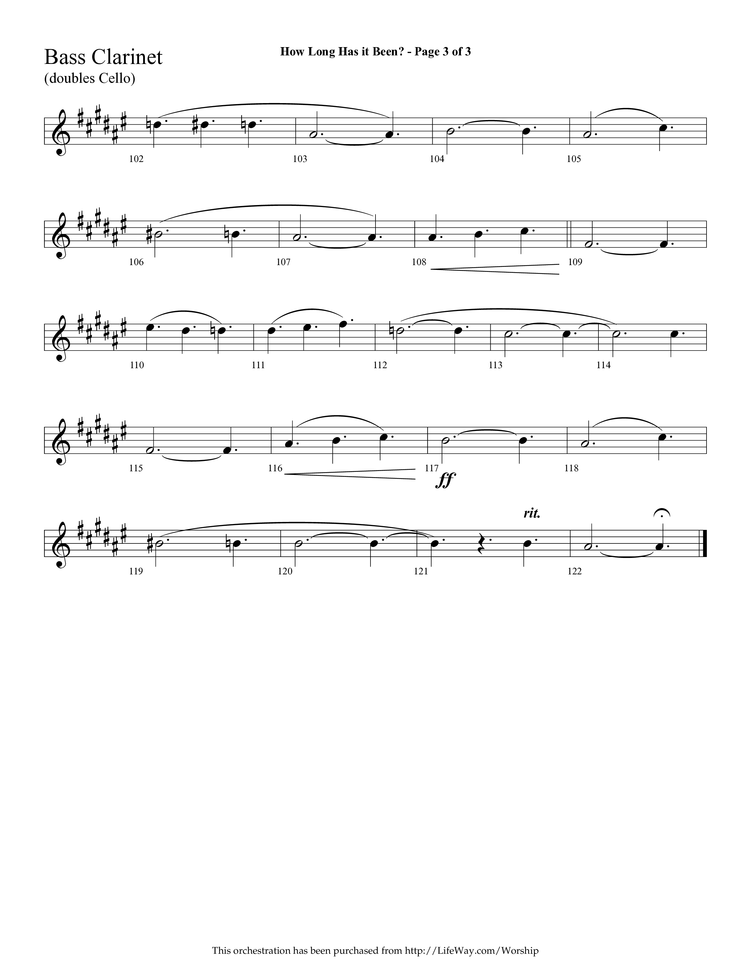 How Long Has It Been (with Pray On) (Choral Anthem SATB) Bass Clarinet (Lifeway Choral / Arr. Cliff Duren)