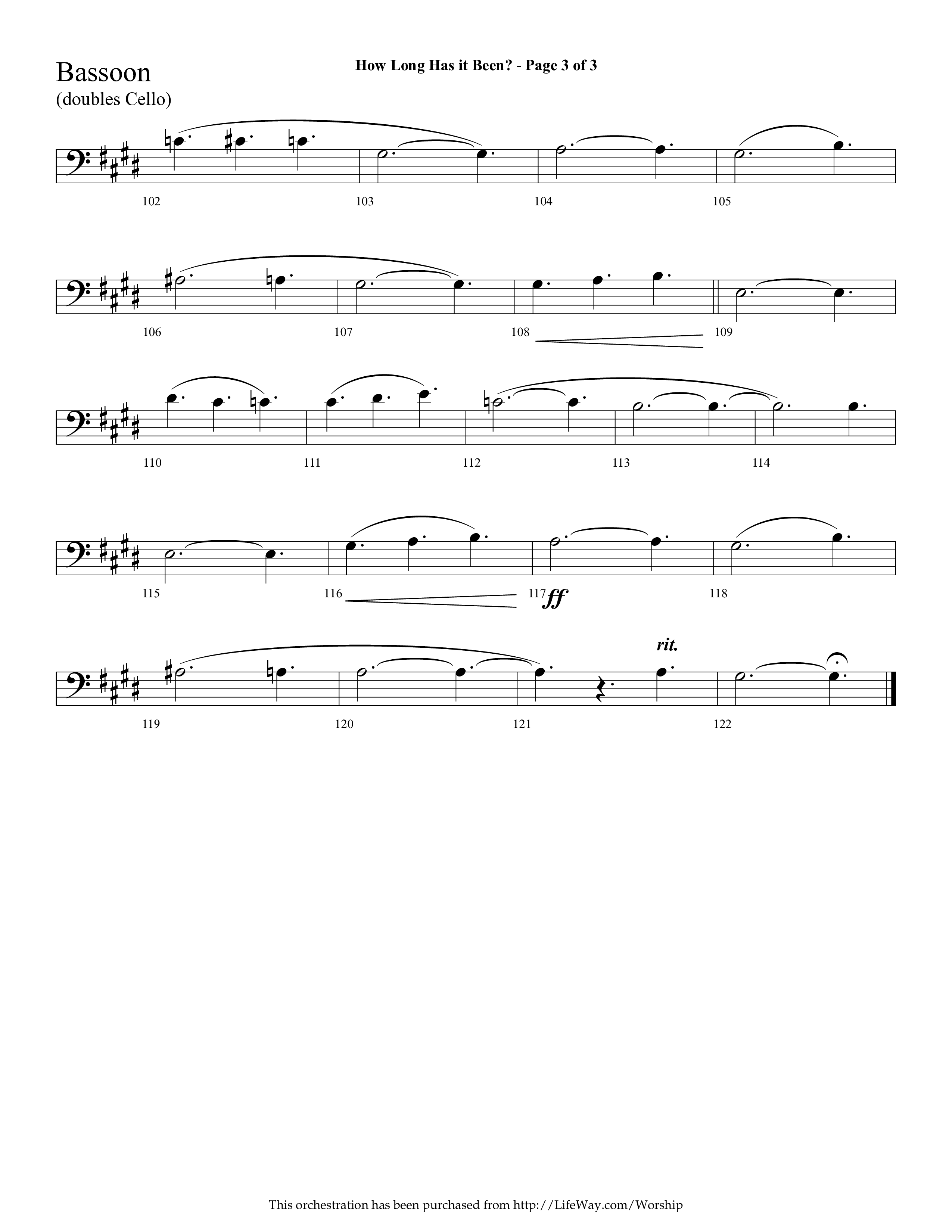 How Long Has It Been (with Pray On) (Choral Anthem SATB) Bassoon (Lifeway Choral / Arr. Cliff Duren)