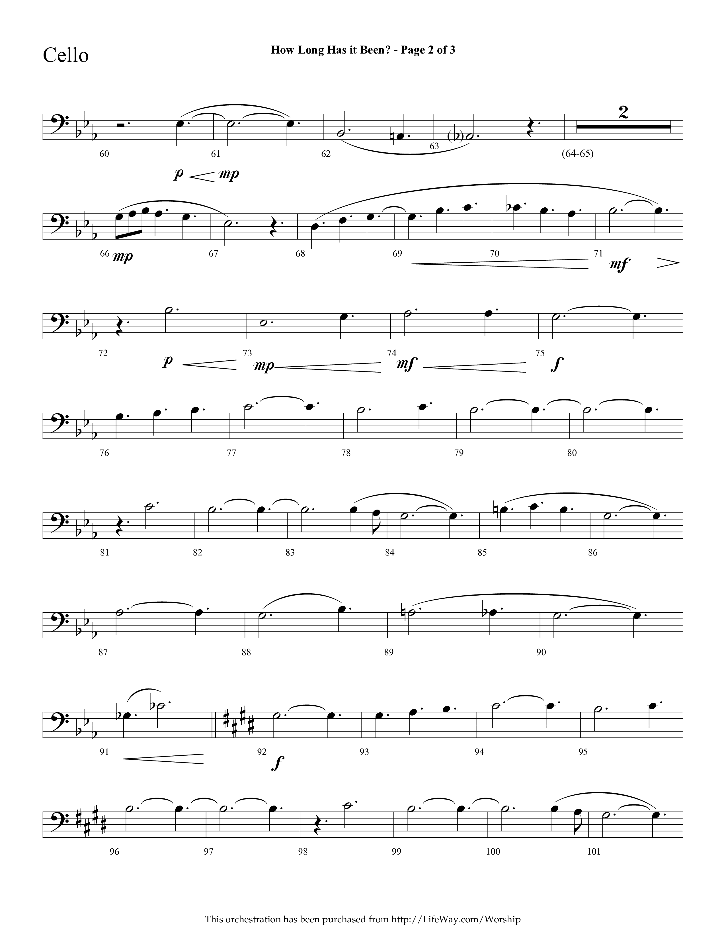 How Long Has It Been (with Pray On) (Choral Anthem SATB) Cello (Lifeway Choral / Arr. Cliff Duren)
