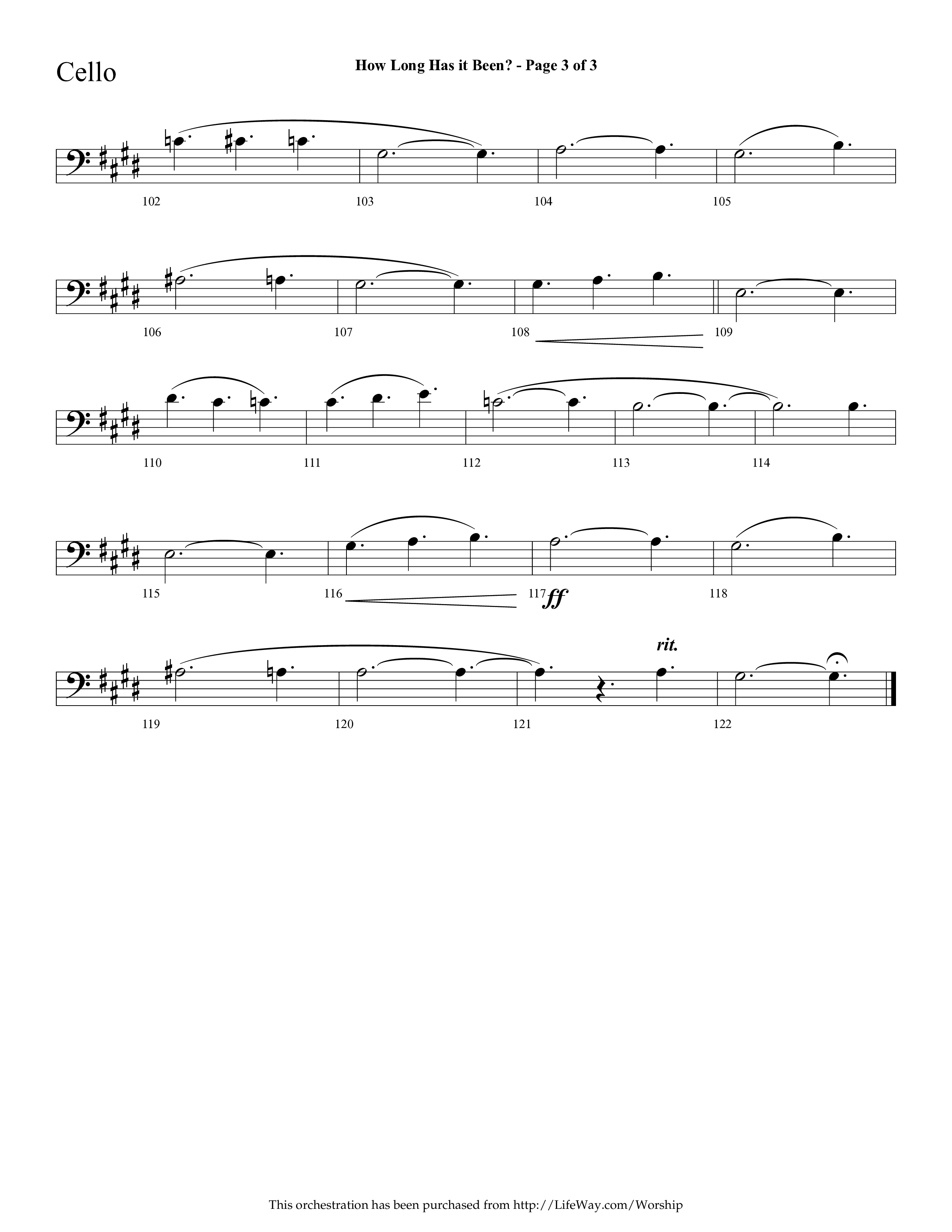 How Long Has It Been (with Pray On) (Choral Anthem SATB) Cello (Lifeway Choral / Arr. Cliff Duren)