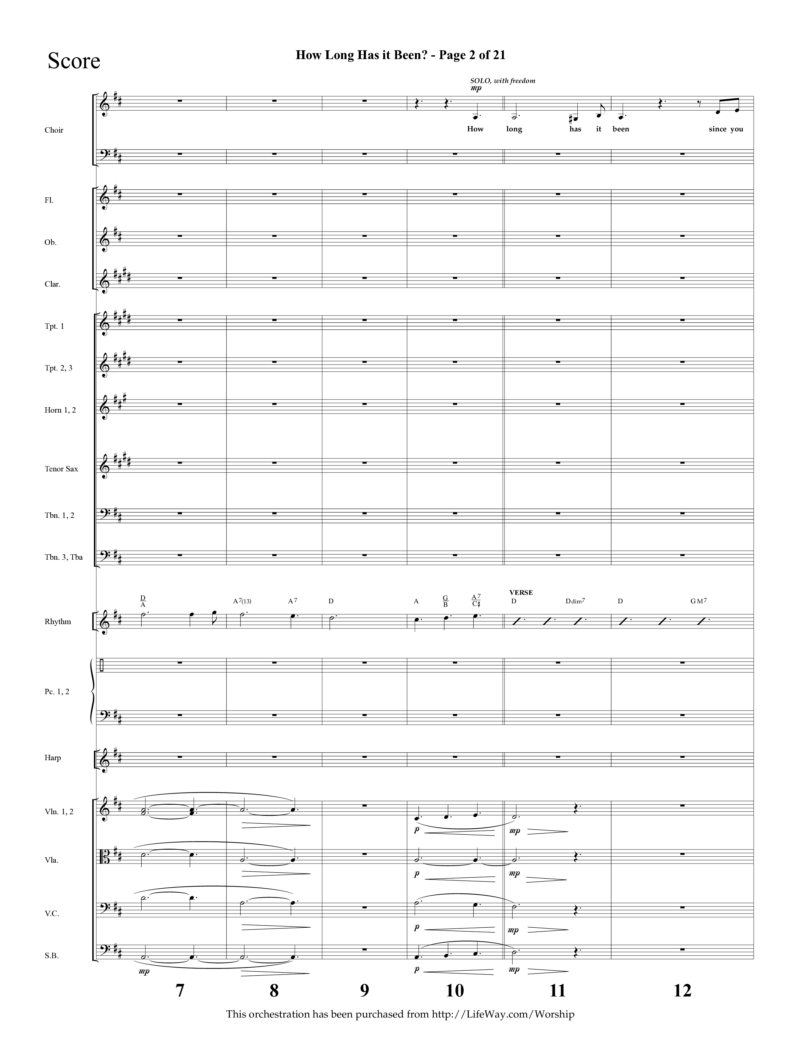 How Long Has It Been (with Pray On) (Choral Anthem SATB) Orchestration (Lifeway Choral / Arr. Cliff Duren)