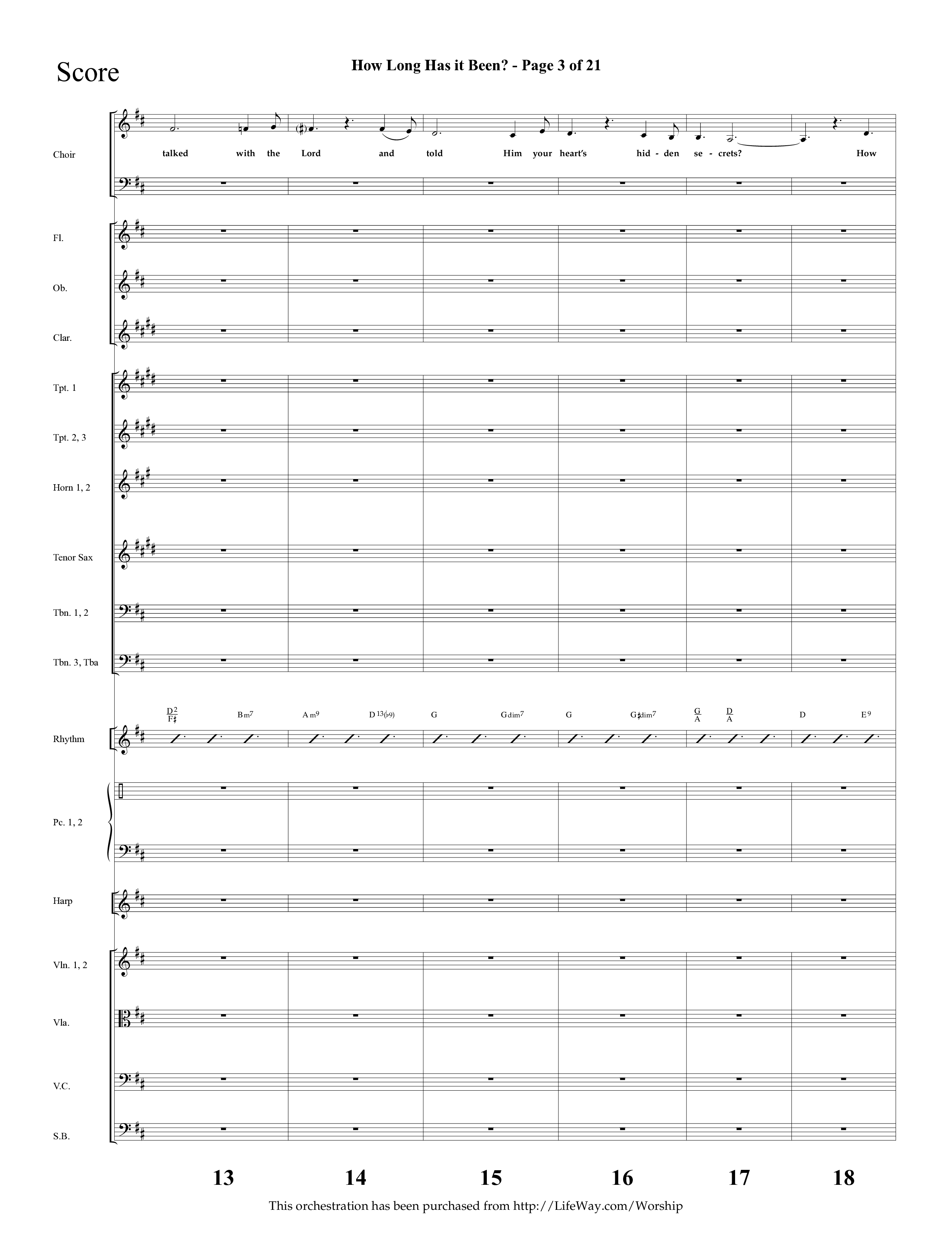 How Long Has It Been (with Pray On) (Choral Anthem SATB) Orchestration (Lifeway Choral / Arr. Cliff Duren)