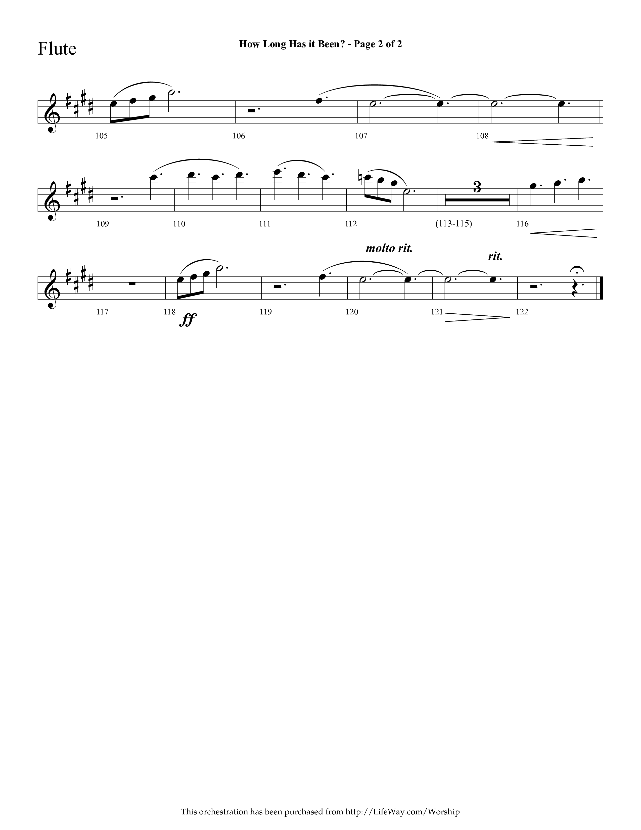 How Long Has It Been (with Pray On) (Choral Anthem SATB) Flute (Lifeway Choral / Arr. Cliff Duren)