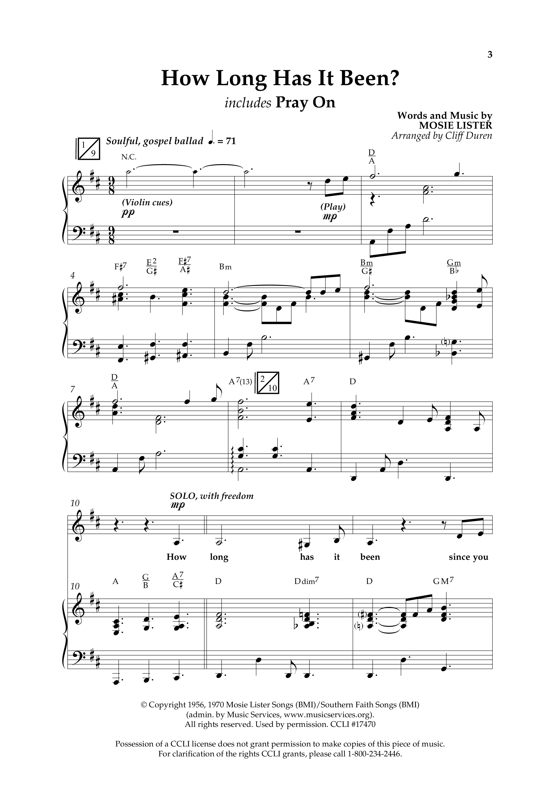 How Long Has It Been (with Pray On) (Choral Anthem SATB) Anthem (SATB/Piano) (Lifeway Choral / Arr. Cliff Duren)