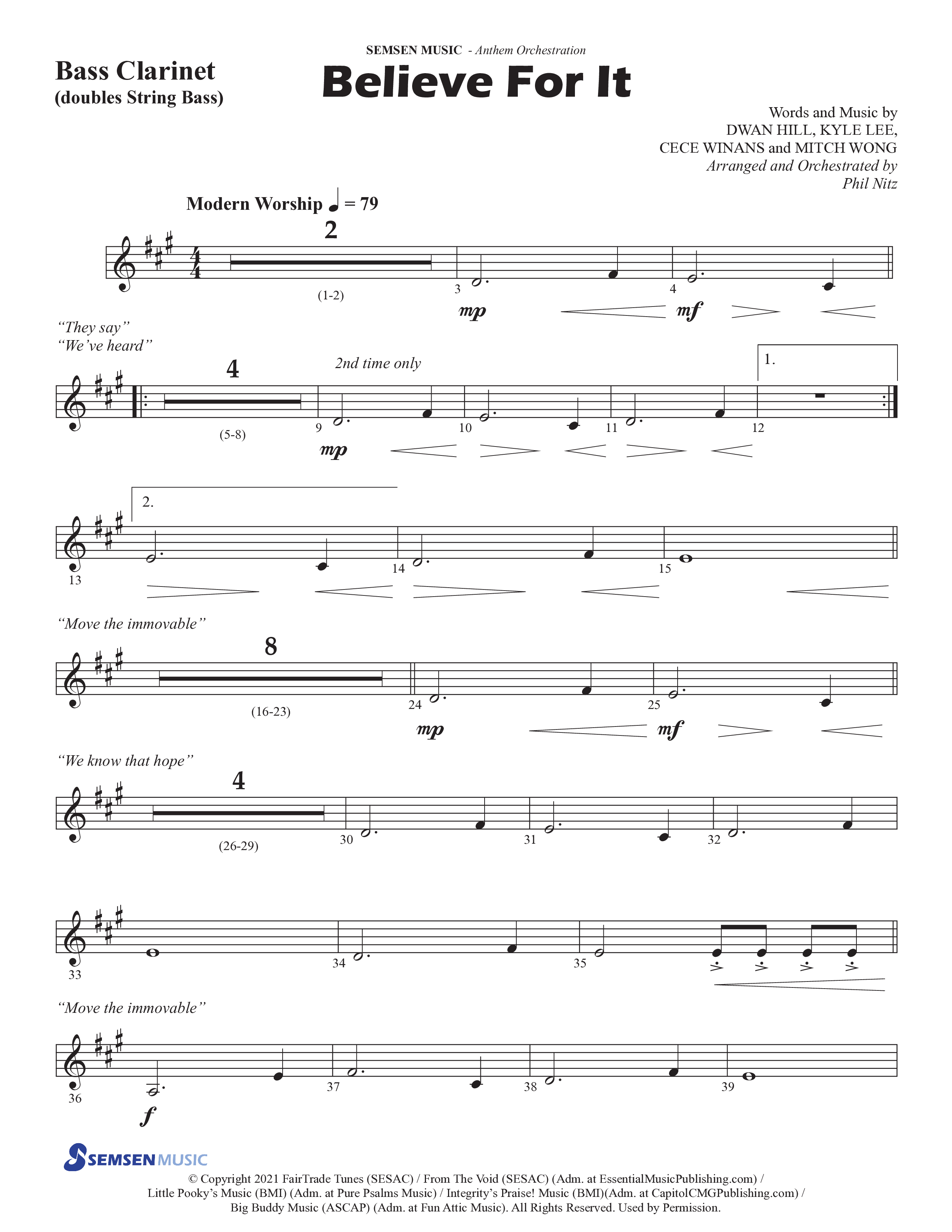 Believe For It (Choral Anthem SATB) Bass Clarinet (Semsen Music / Arr. Phil Nitz)