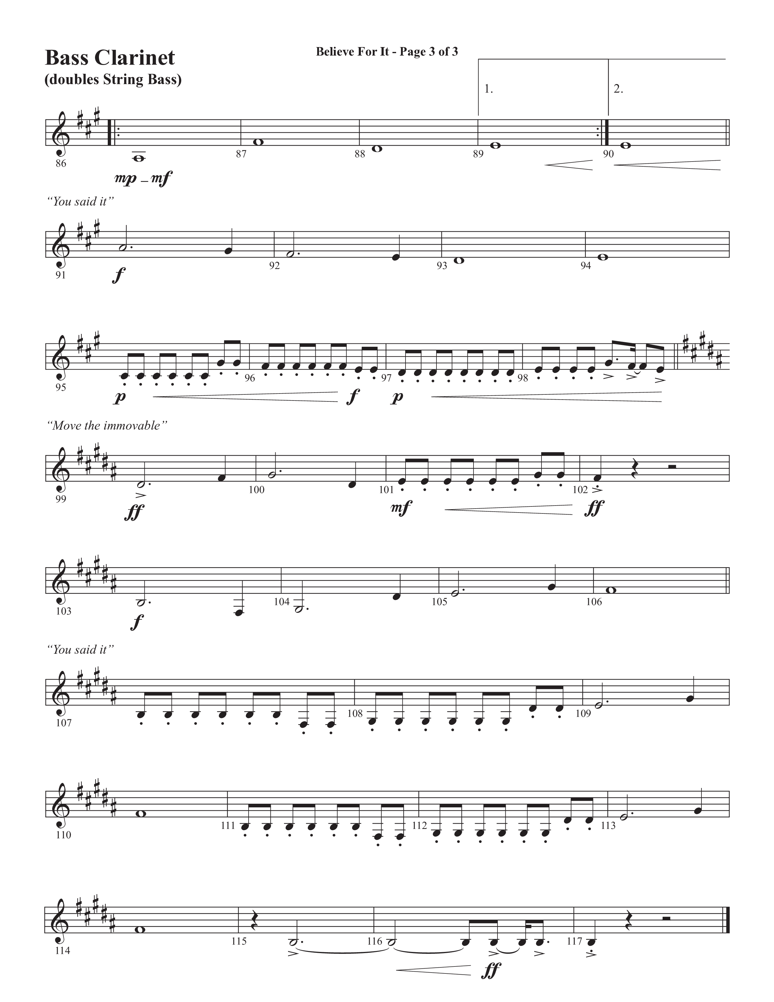 Believe For It (Choral Anthem SATB) Bass Clarinet (Semsen Music / Arr. Phil Nitz)