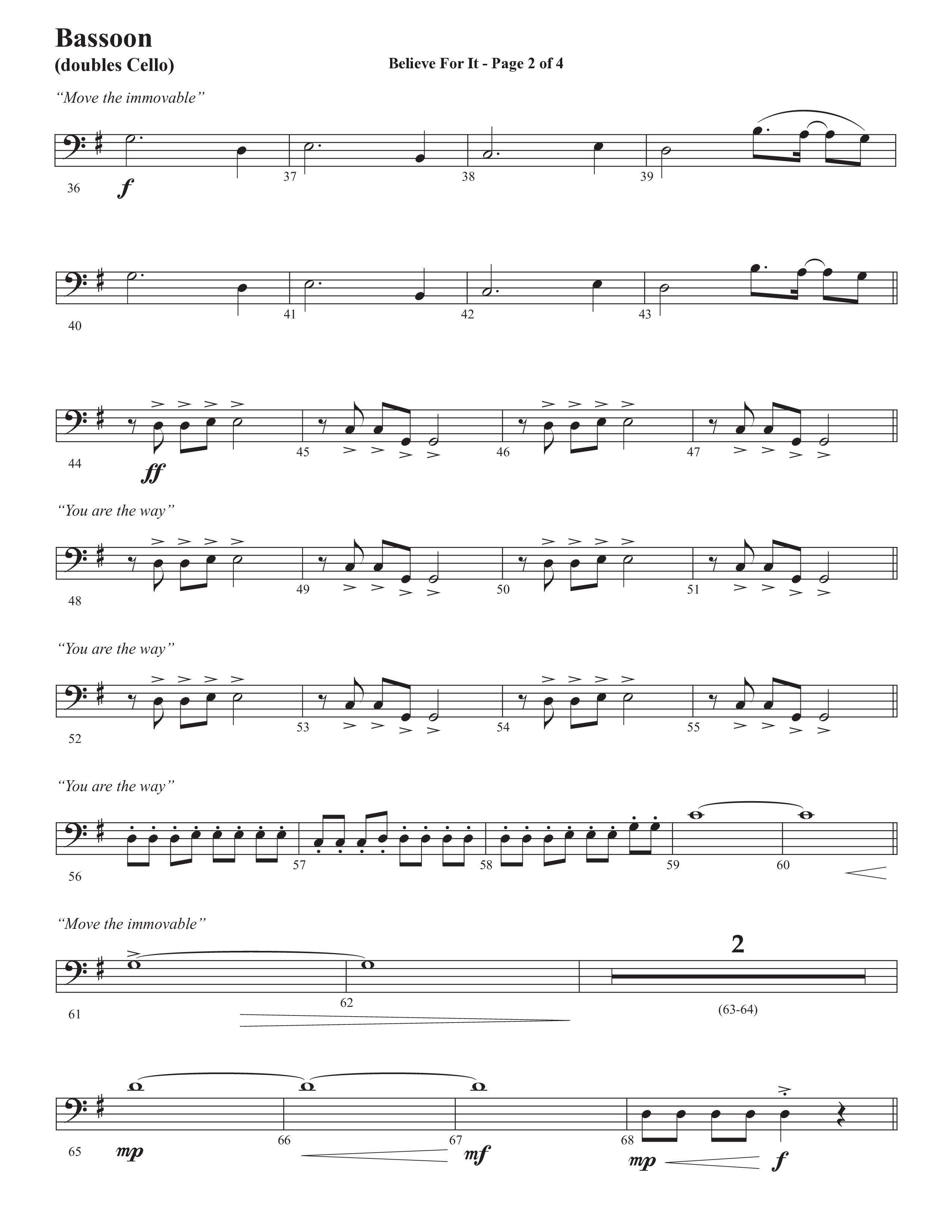 Believe For It (Choral Anthem SATB) Bassoon (Semsen Music / Arr. Phil Nitz)