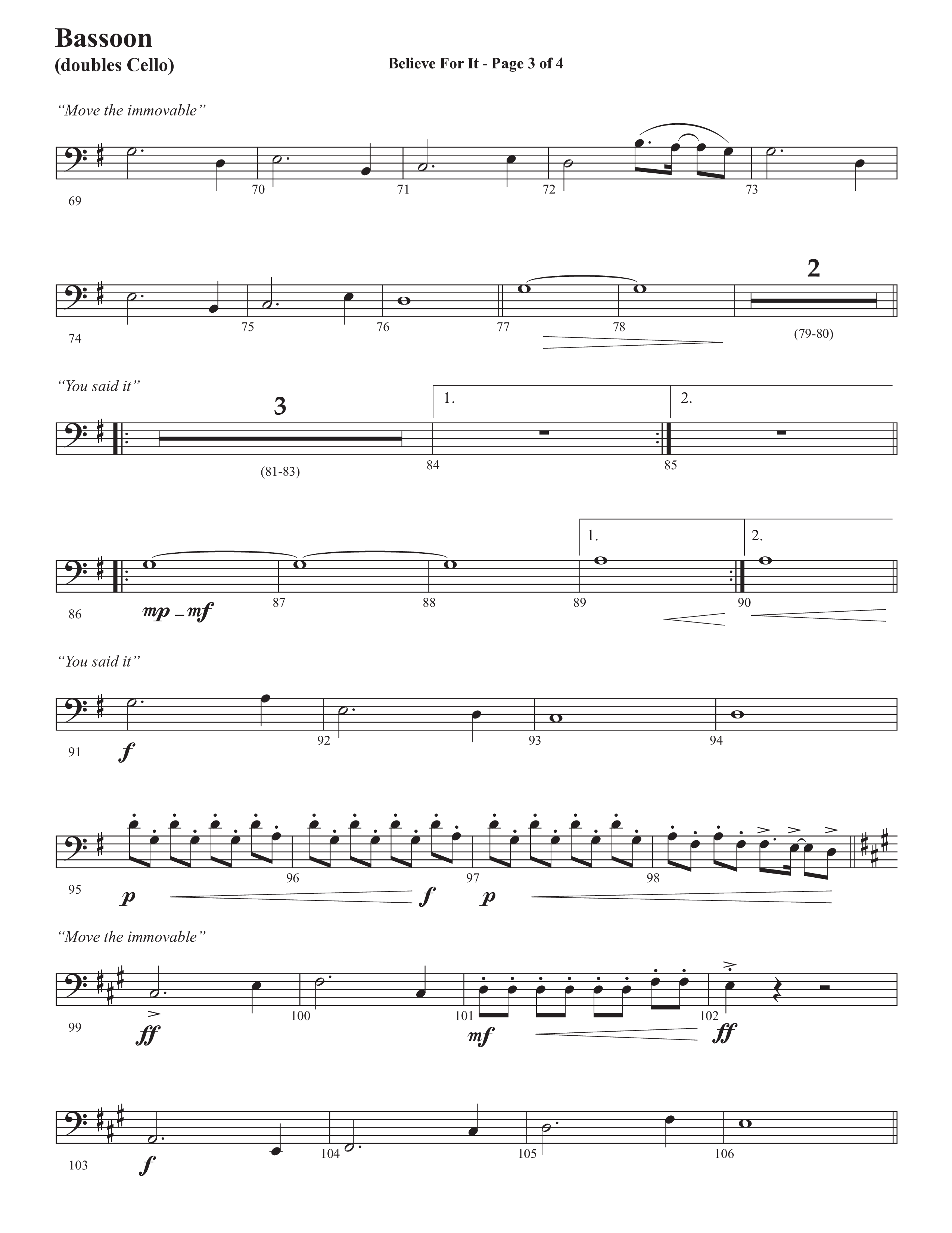 Believe For It (Choral Anthem SATB) Bassoon (Semsen Music / Arr. Phil Nitz)