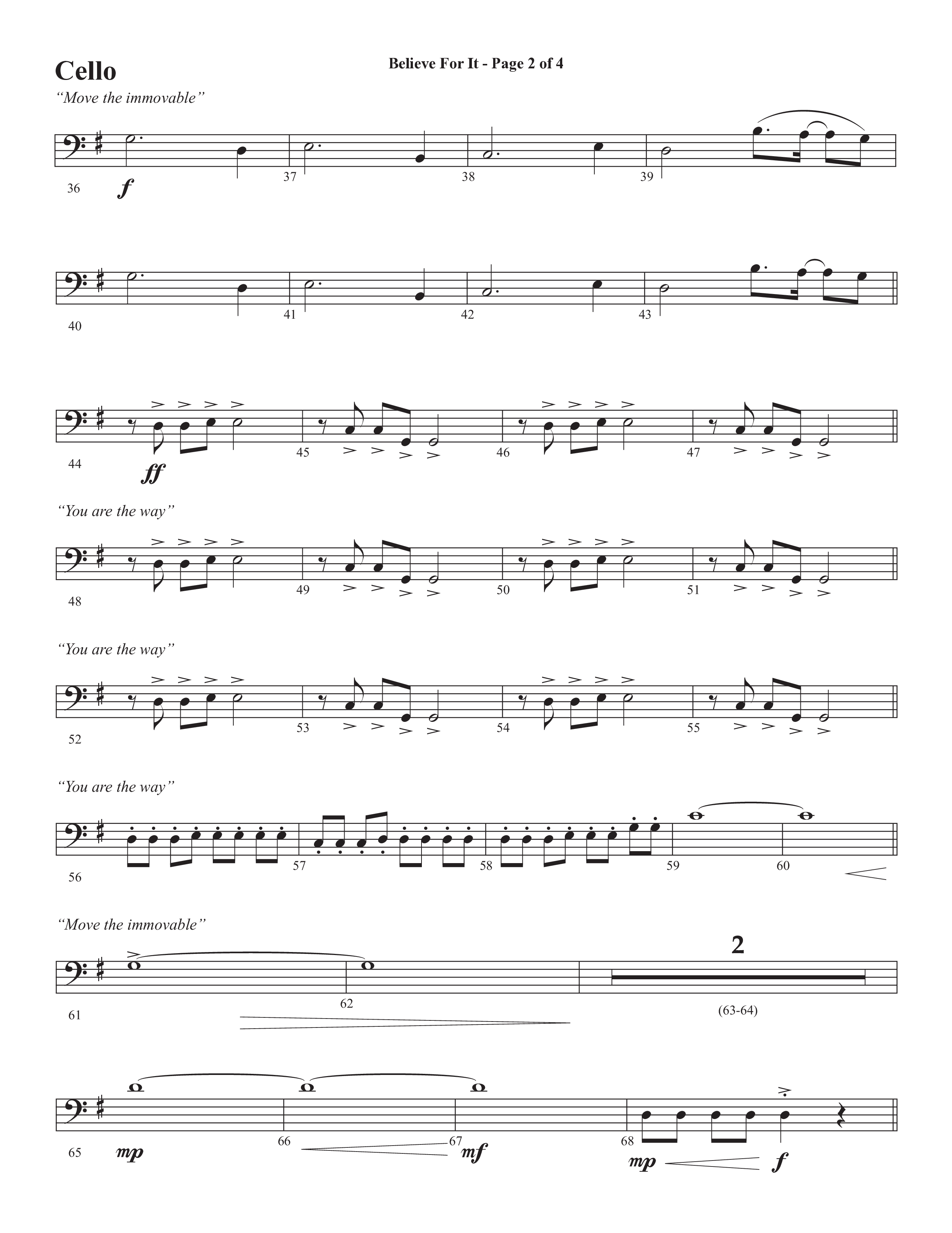 Believe For It (Choral Anthem SATB) Cello (Semsen Music / Arr. Phil Nitz)