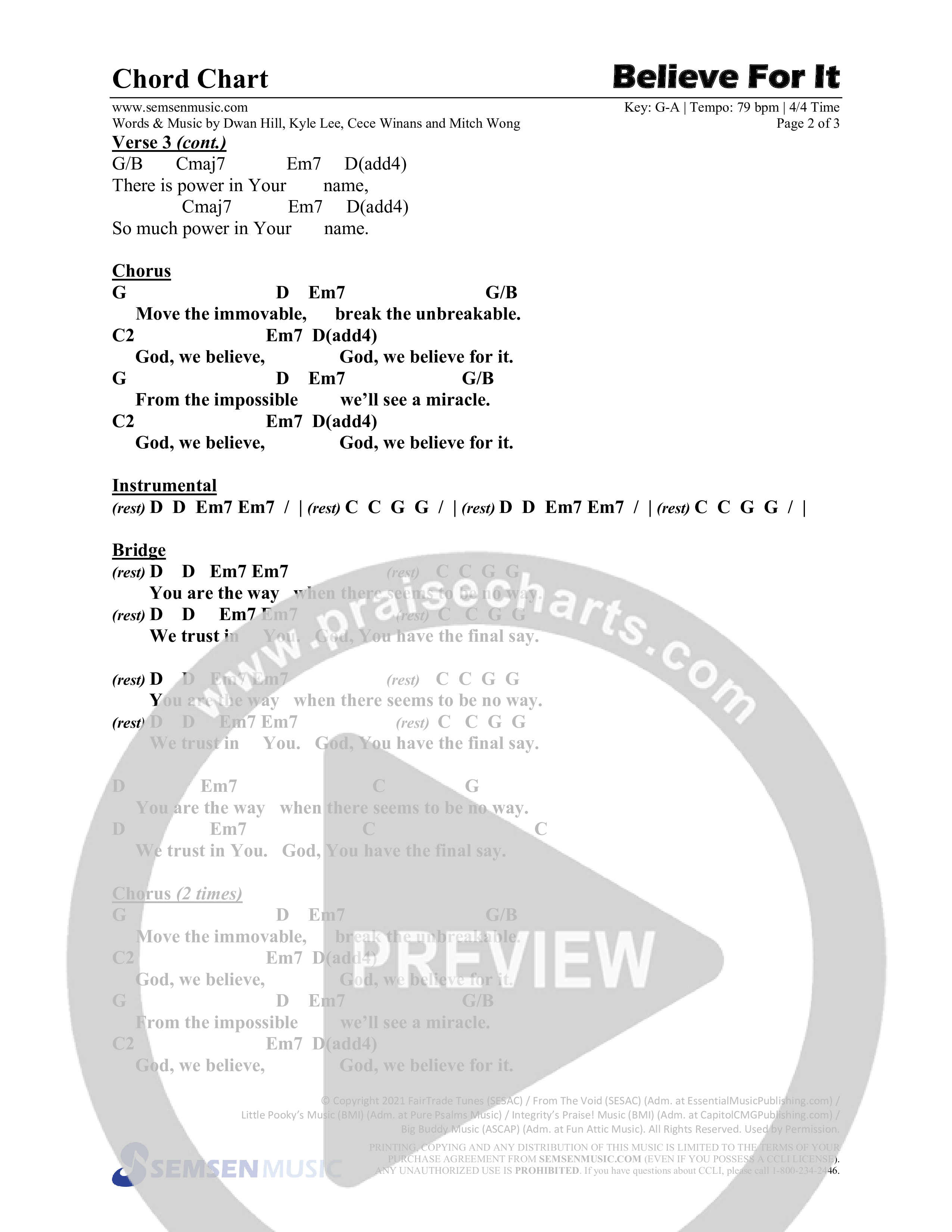Believe For It (Choral Anthem SATB) Chords & Lead Sheet (Semsen Music / Arr. Phil Nitz)