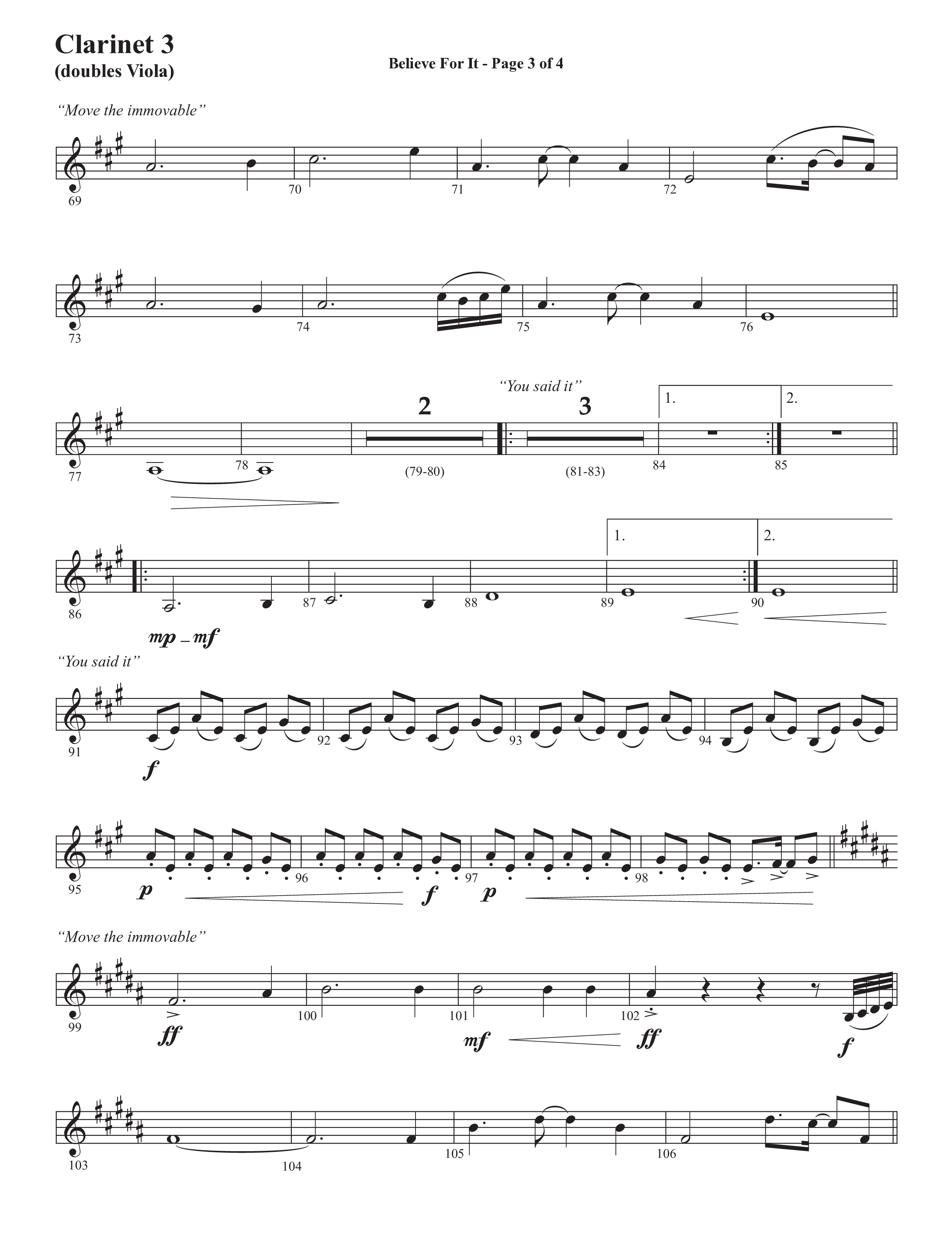 Believe For It (Choral Anthem SATB) Clarinet 3 (Semsen Music / Arr. Phil Nitz)