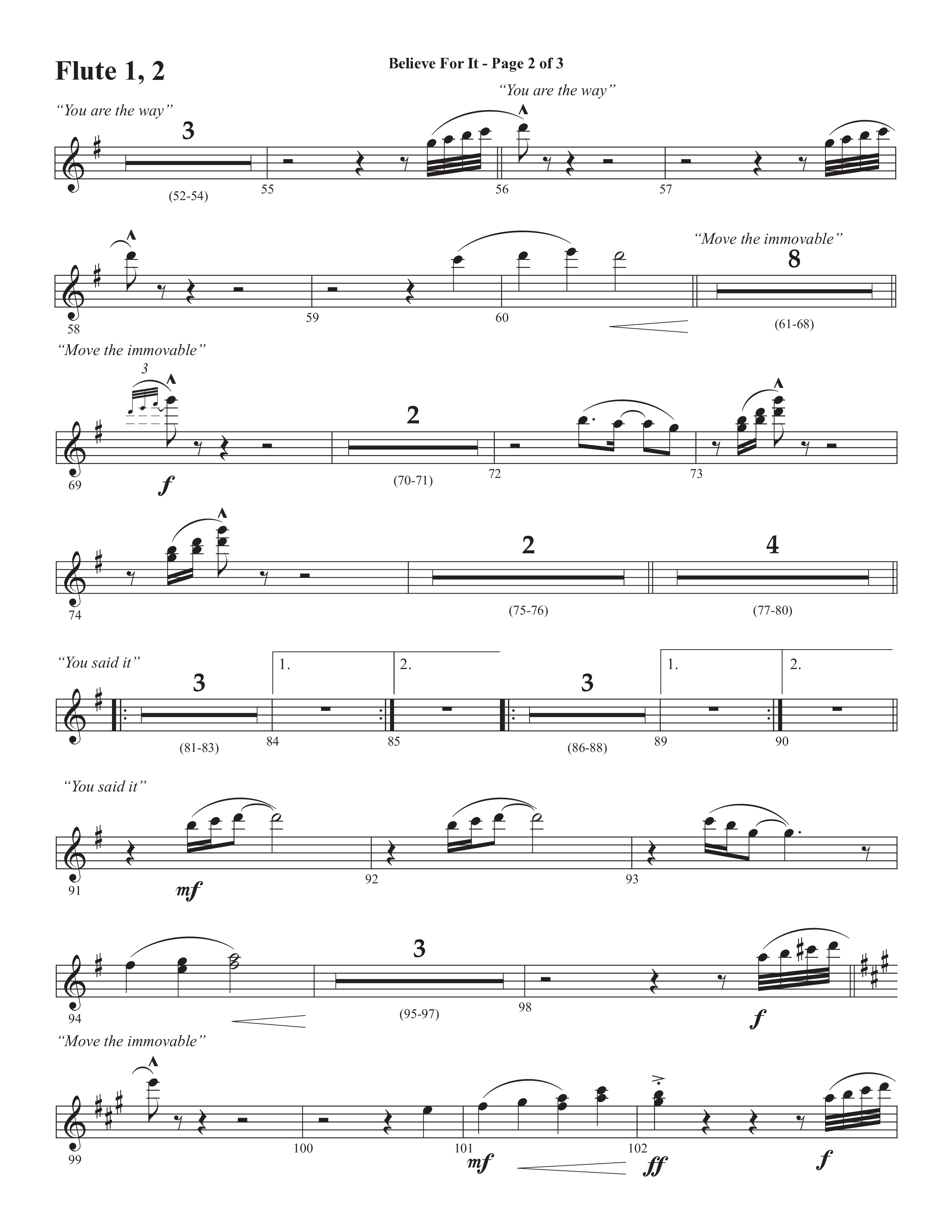 Believe For It (Choral Anthem SATB) Flute 1/2 (Semsen Music / Arr. Phil Nitz)