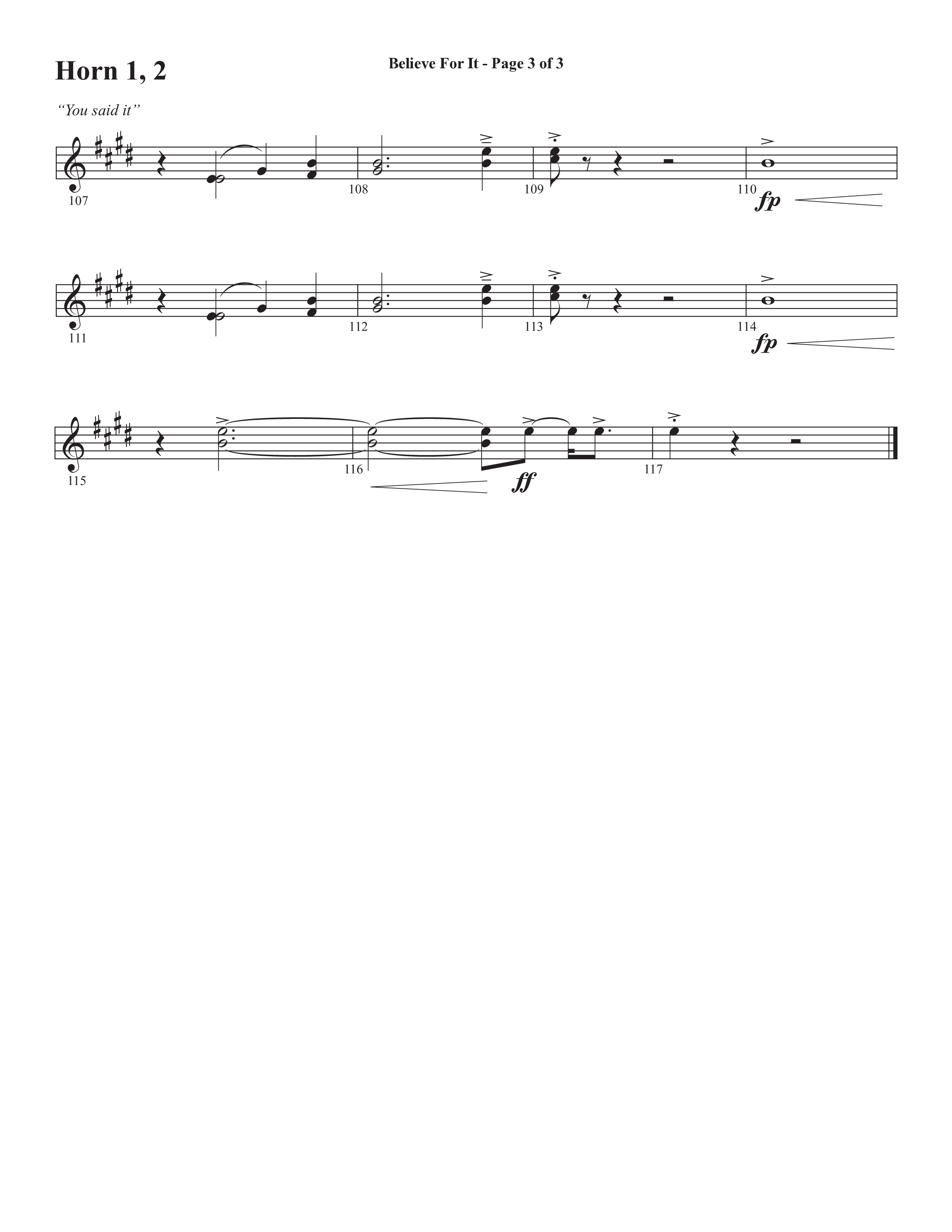 Believe For It (Choral Anthem SATB) French Horn 1/2 (Semsen Music / Arr. Phil Nitz)