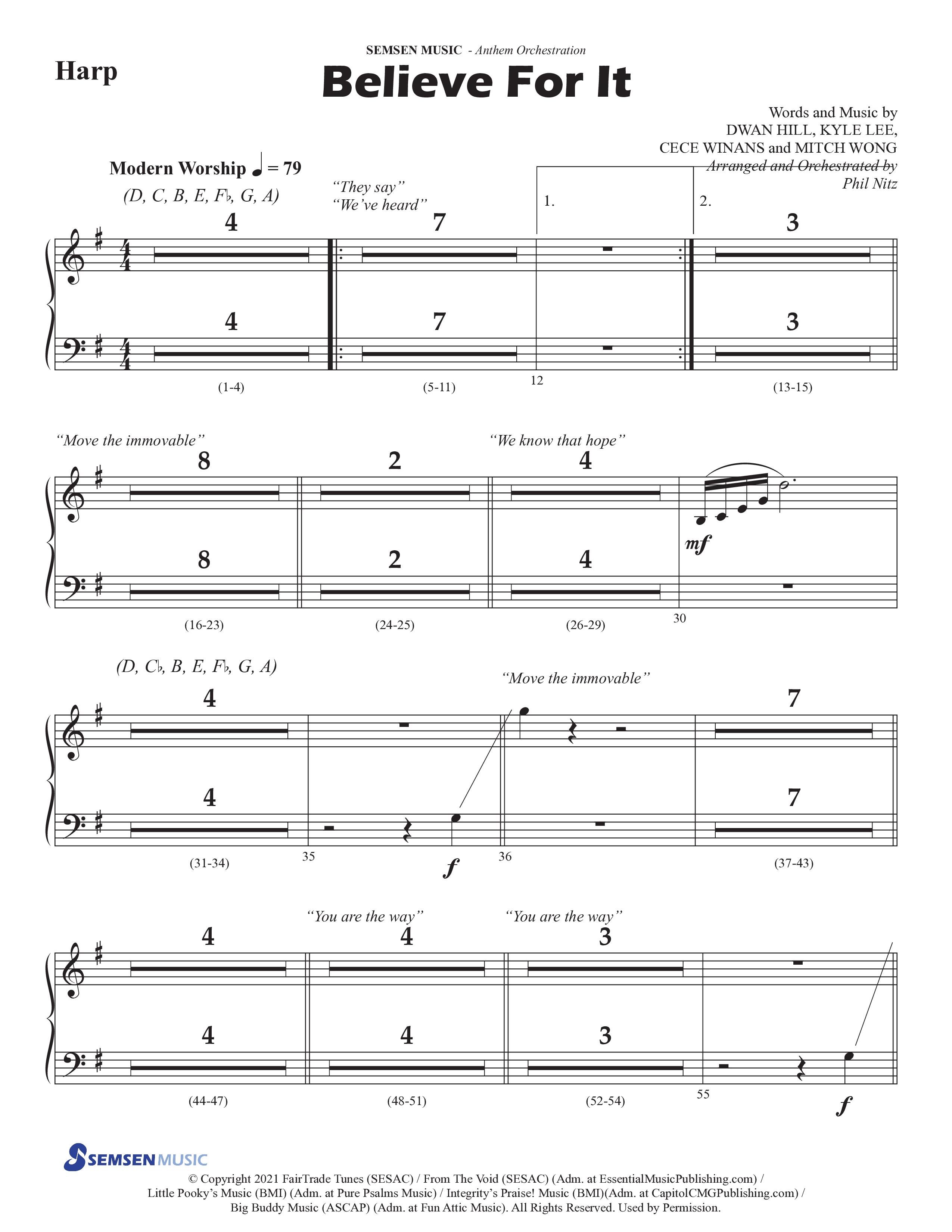 Believe For It (Choral Anthem SATB) Harp (Semsen Music / Arr. Phil Nitz)