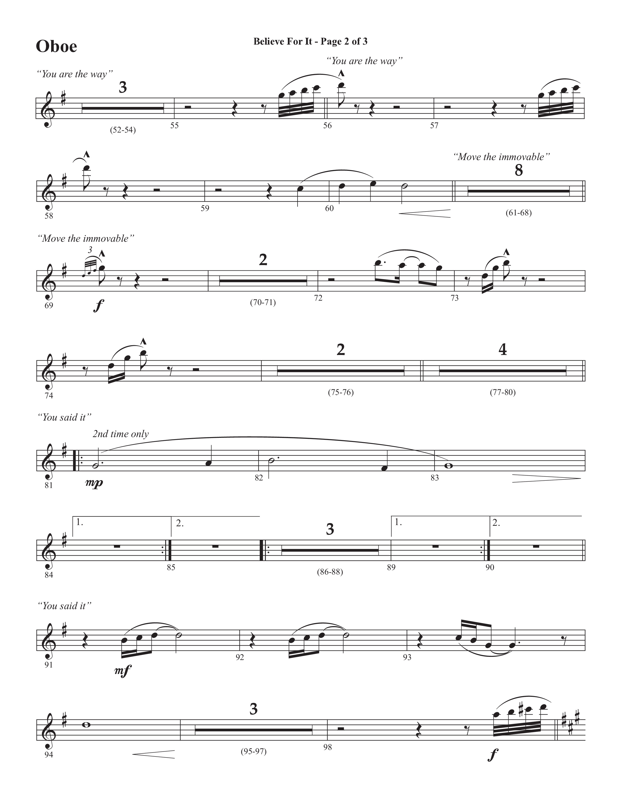 Believe For It (Choral Anthem SATB) Oboe (Semsen Music / Arr. Phil Nitz)