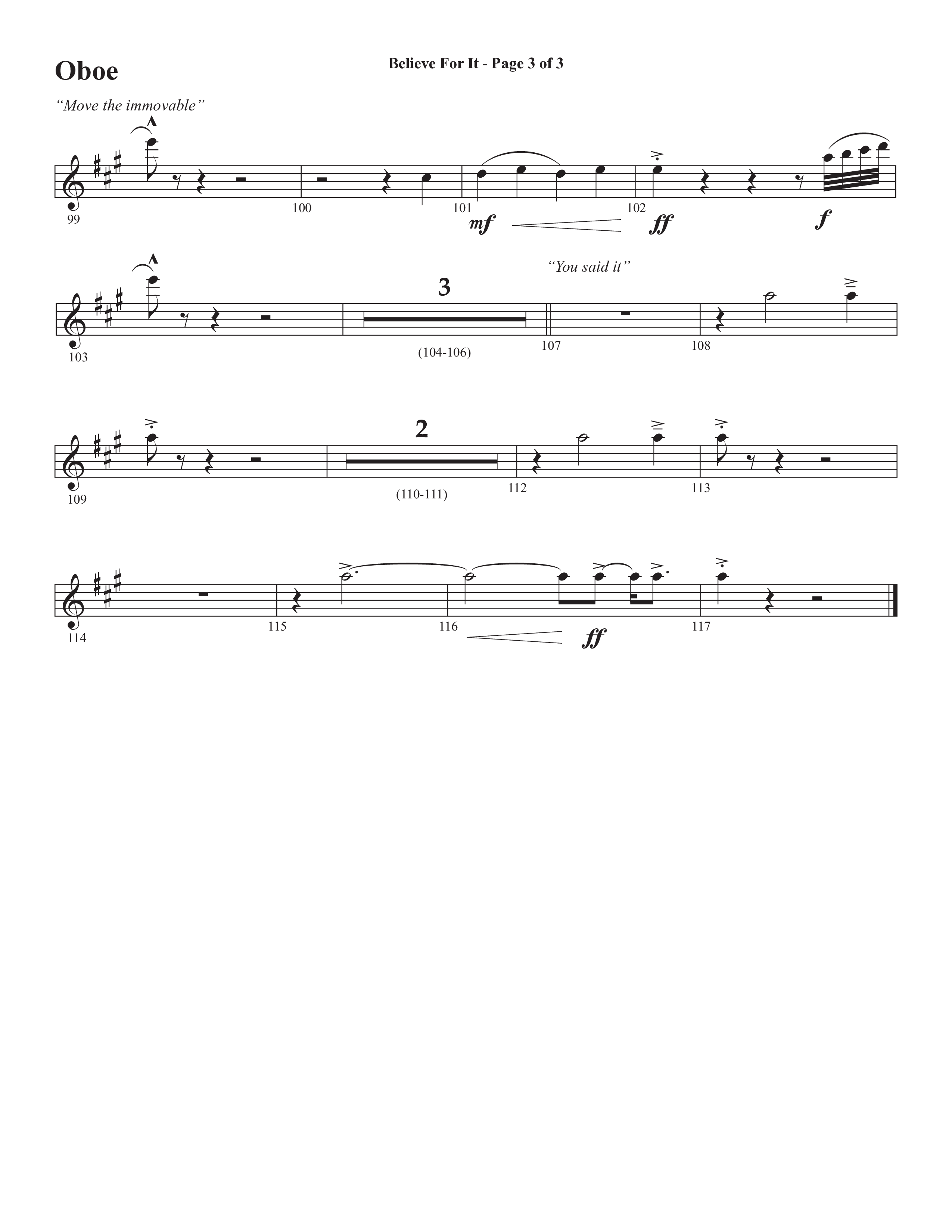 Believe For It (Choral Anthem SATB) Oboe (Semsen Music / Arr. Phil Nitz)