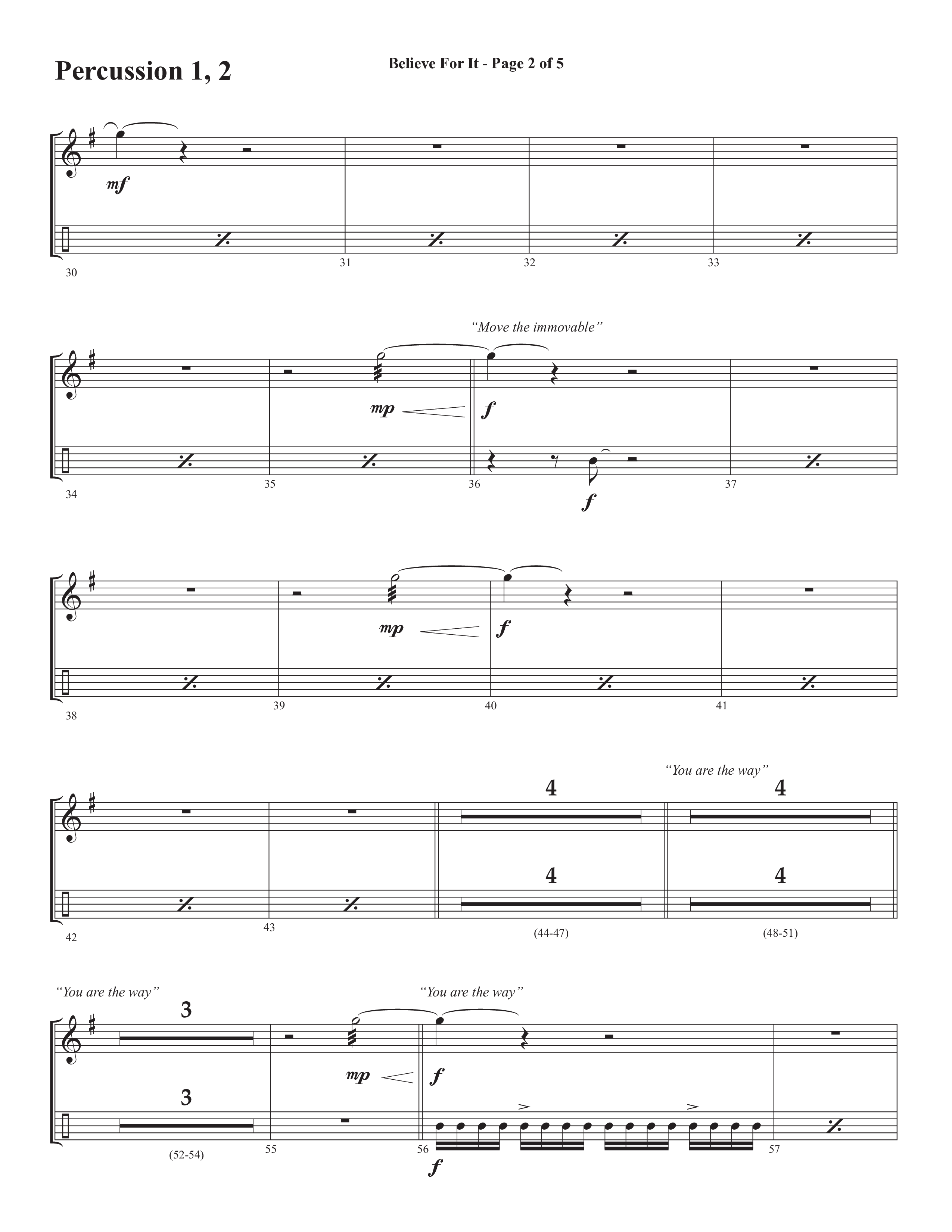 Believe For It (Choral Anthem SATB) Percussion 1/2 (Semsen Music / Arr. Phil Nitz)