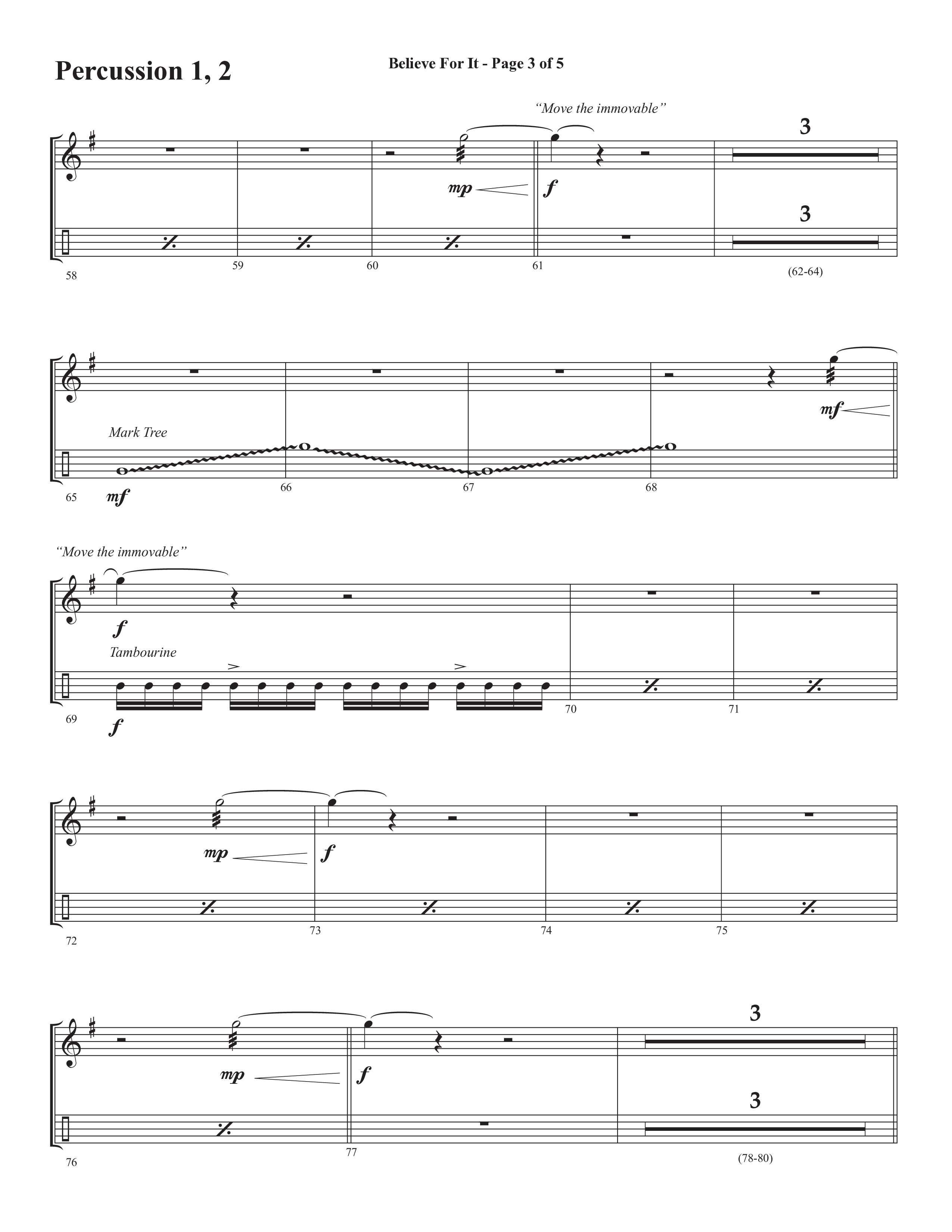 Believe For It (Choral Anthem SATB) Percussion 1/2 (Semsen Music / Arr. Phil Nitz)