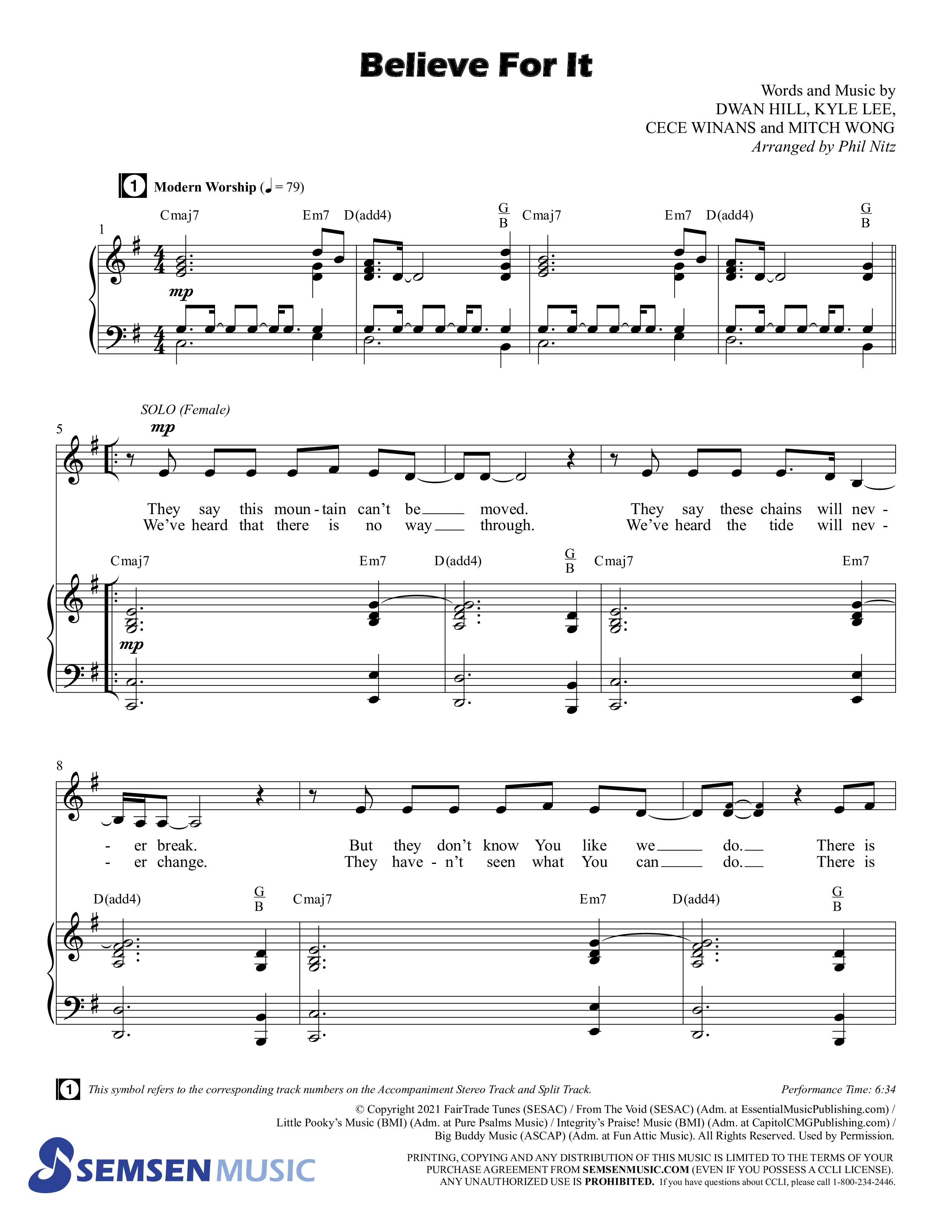 Believe For It (Choral Anthem SATB) Anthem (SATB/Piano) (Semsen Music / Arr. Phil Nitz)