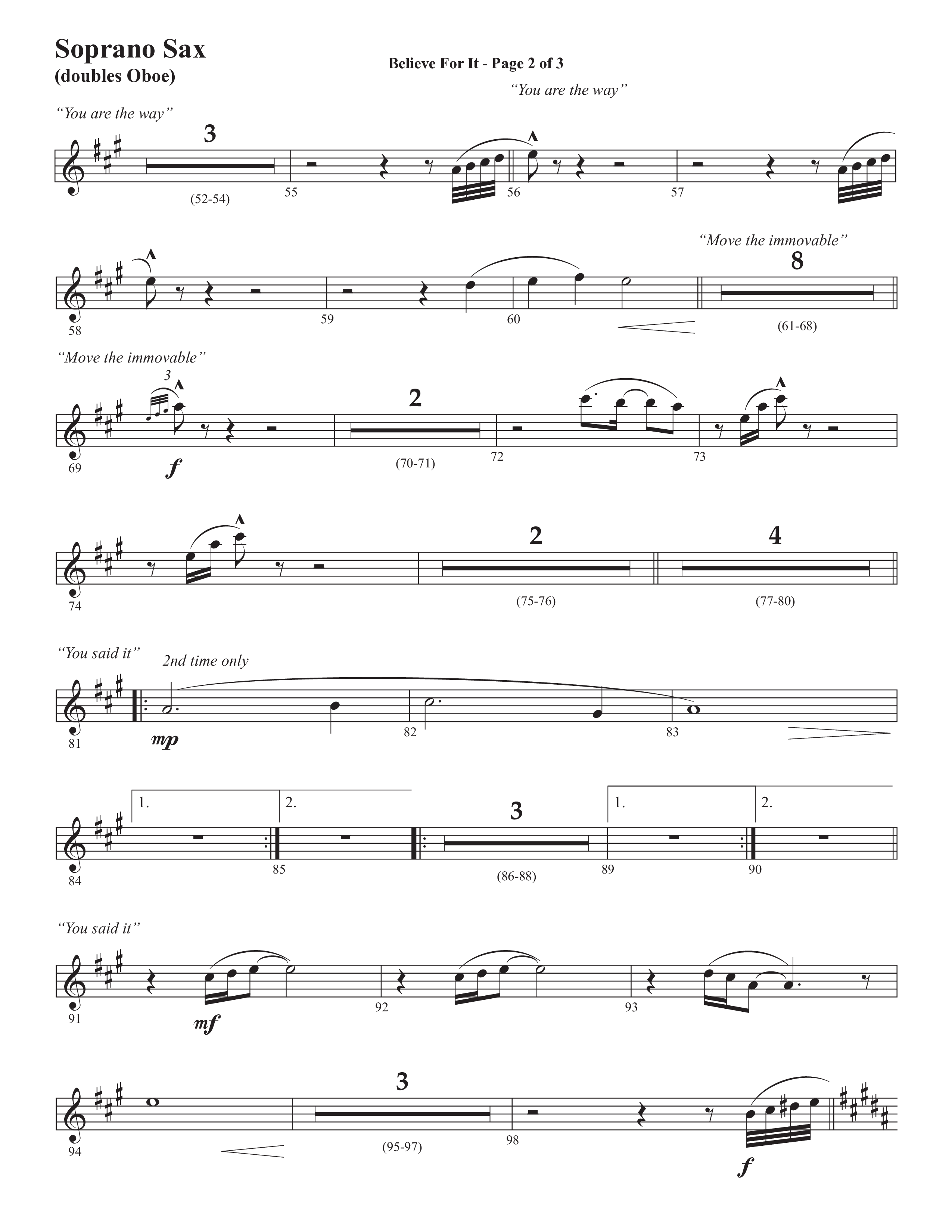 Believe For It (Choral Anthem SATB) Soprano Sax (Semsen Music / Arr. Phil Nitz)