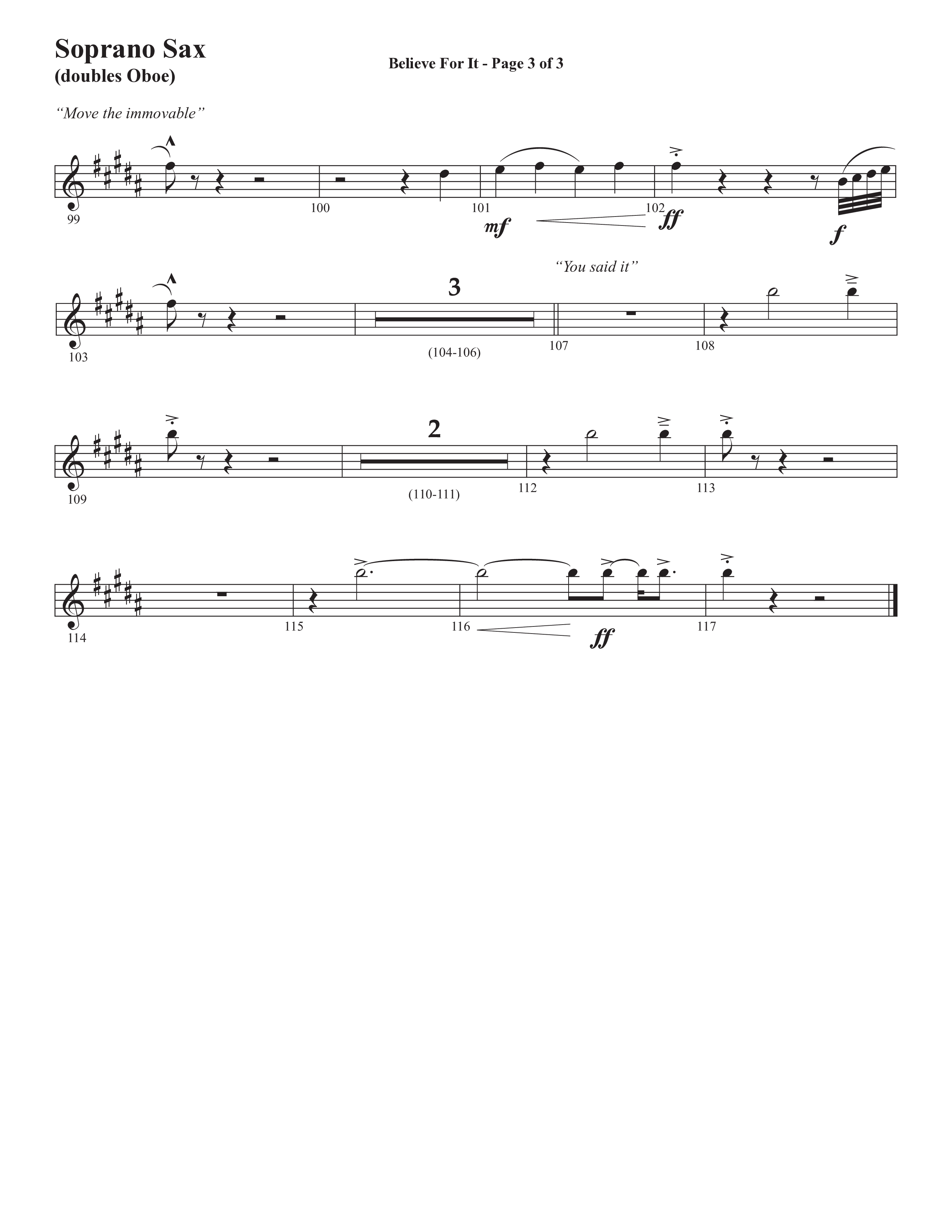 Believe For It (Choral Anthem SATB) Soprano Sax (Semsen Music / Arr. Phil Nitz)
