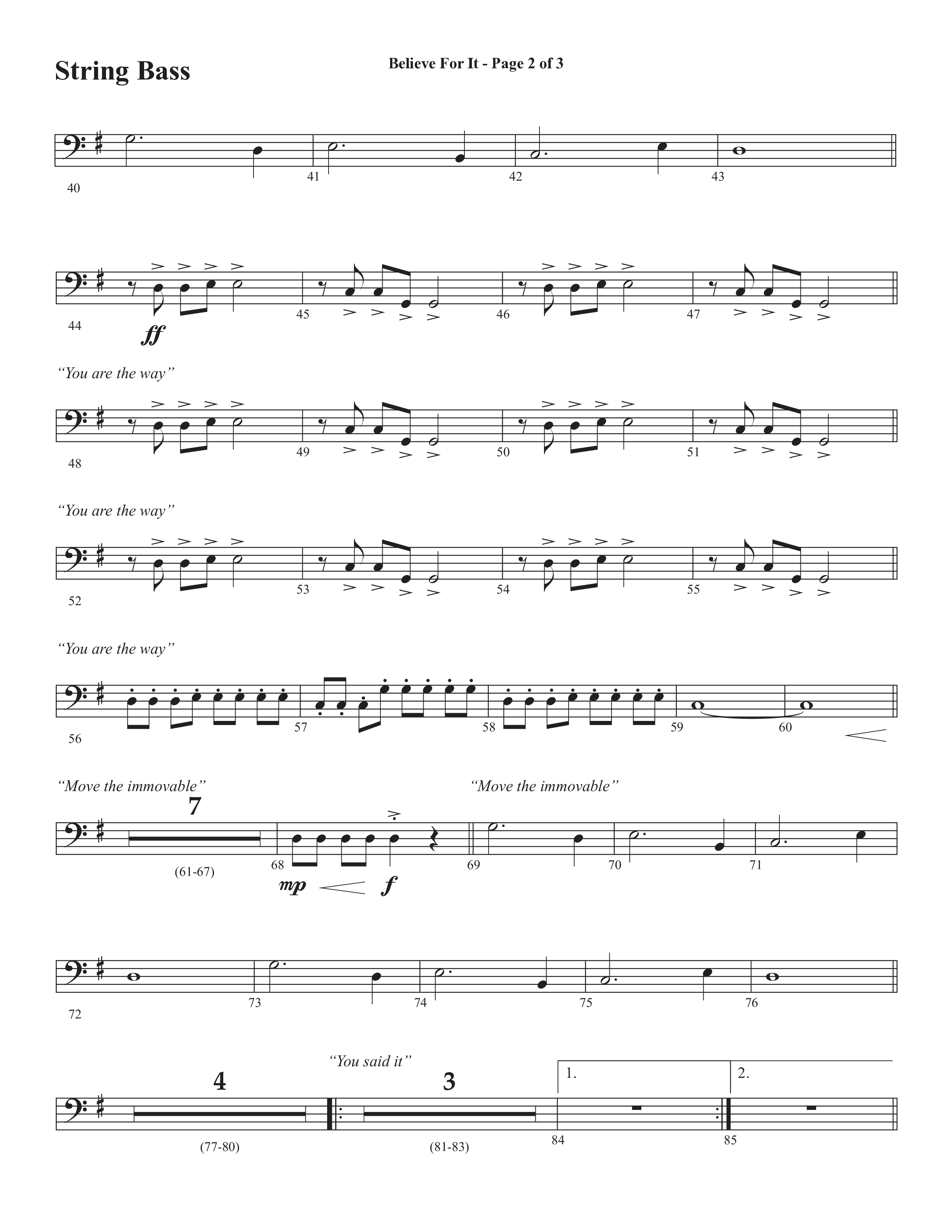 Believe For It (Choral Anthem SATB) String Bass (Semsen Music / Arr. Phil Nitz)