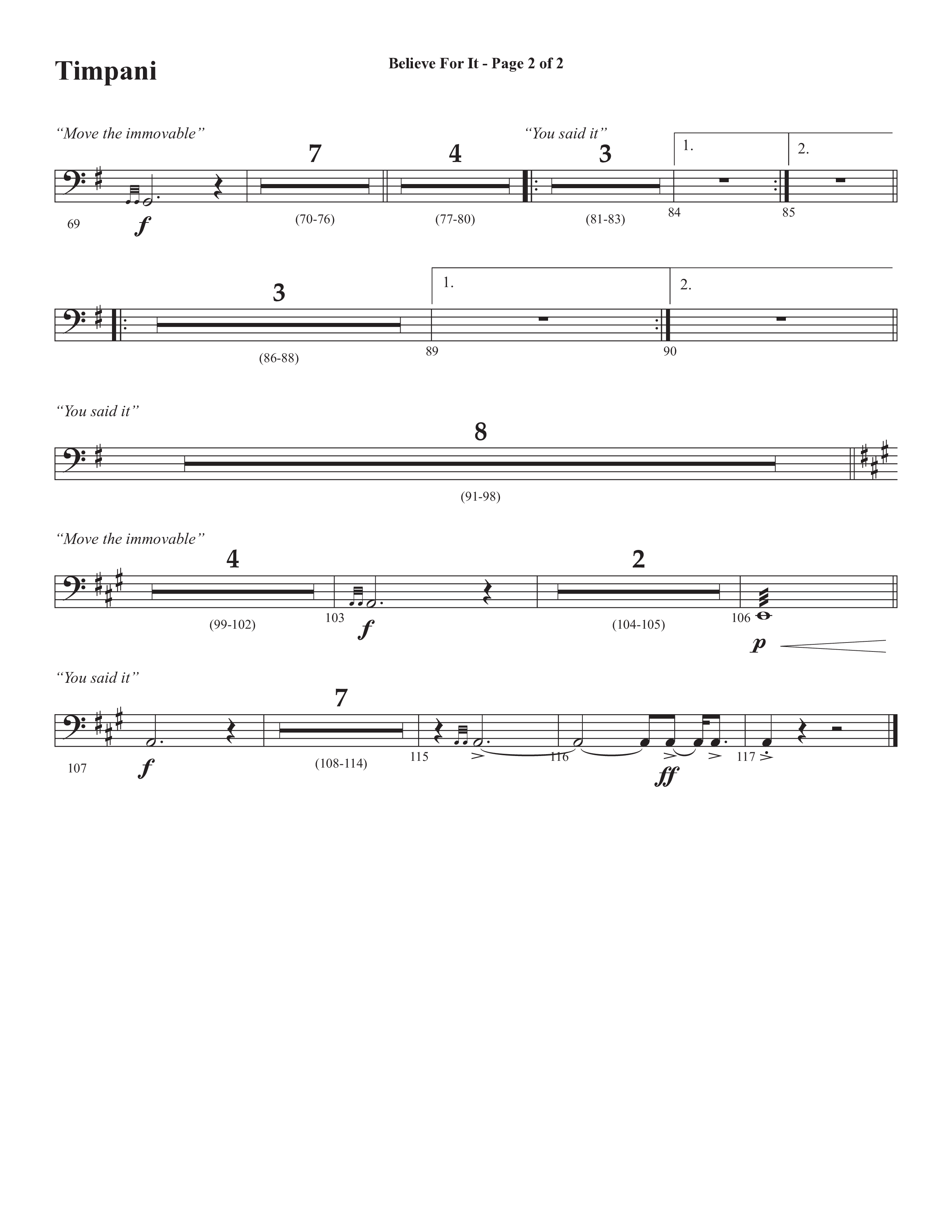 Believe For It (Choral Anthem SATB) Timpani (Semsen Music / Arr. Phil Nitz)