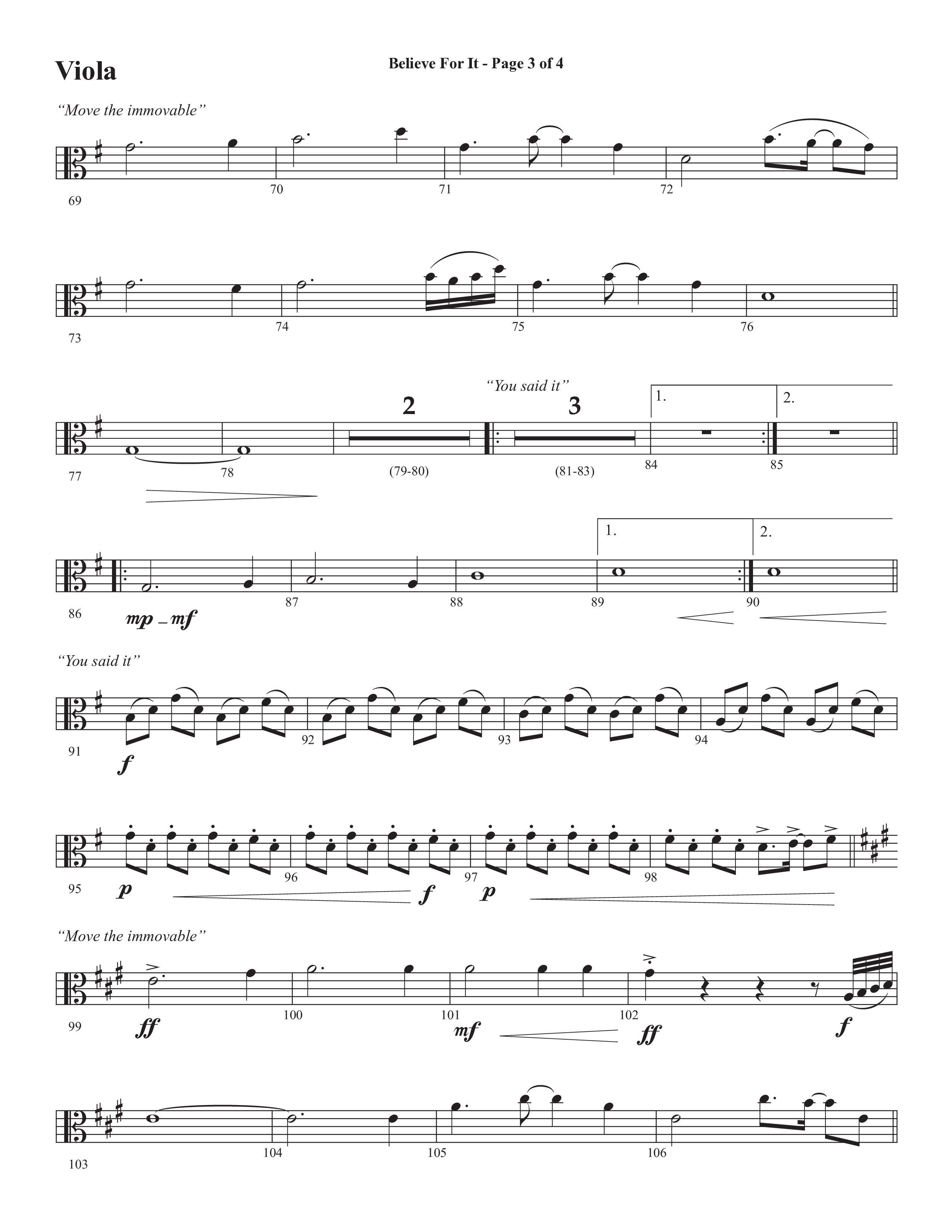 Believe For It (Choral Anthem SATB) Viola (Semsen Music / Arr. Phil Nitz)