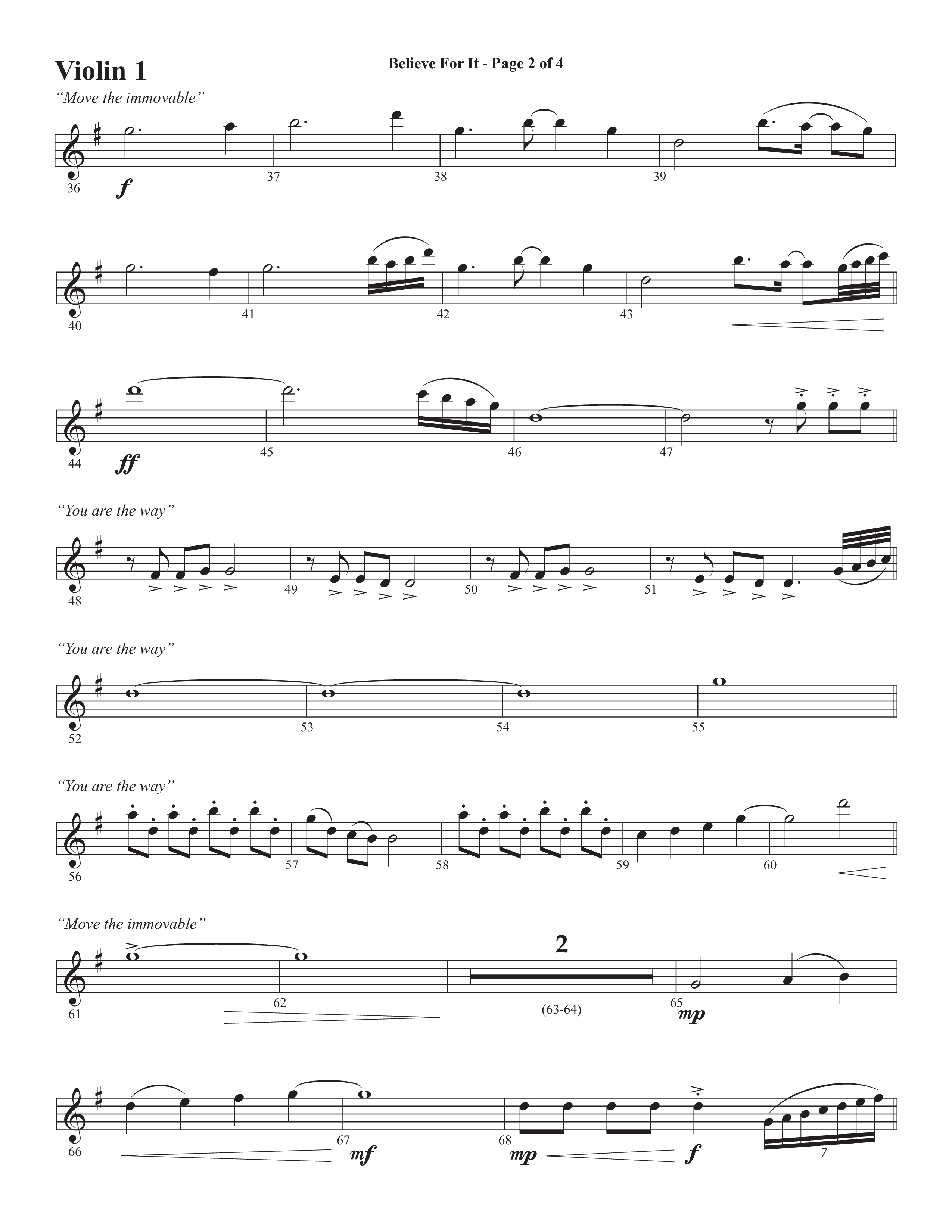 Believe For It (Choral Anthem SATB) Violin 1 (Semsen Music / Arr. Phil Nitz)