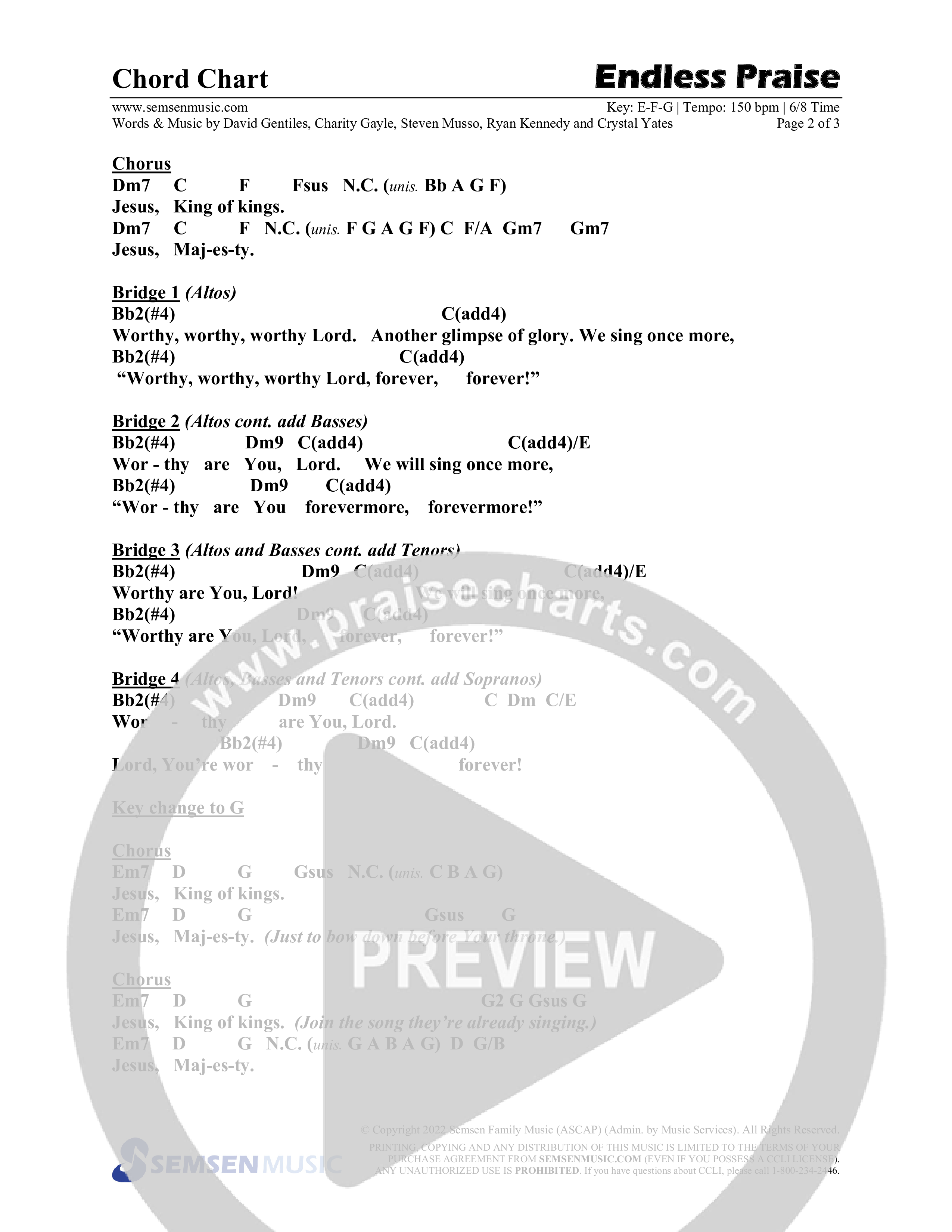 Endless Praise (Choral Anthem SATB) Chords & Lead Sheet (Semsen Music / Arr. Daniel Semsen)
