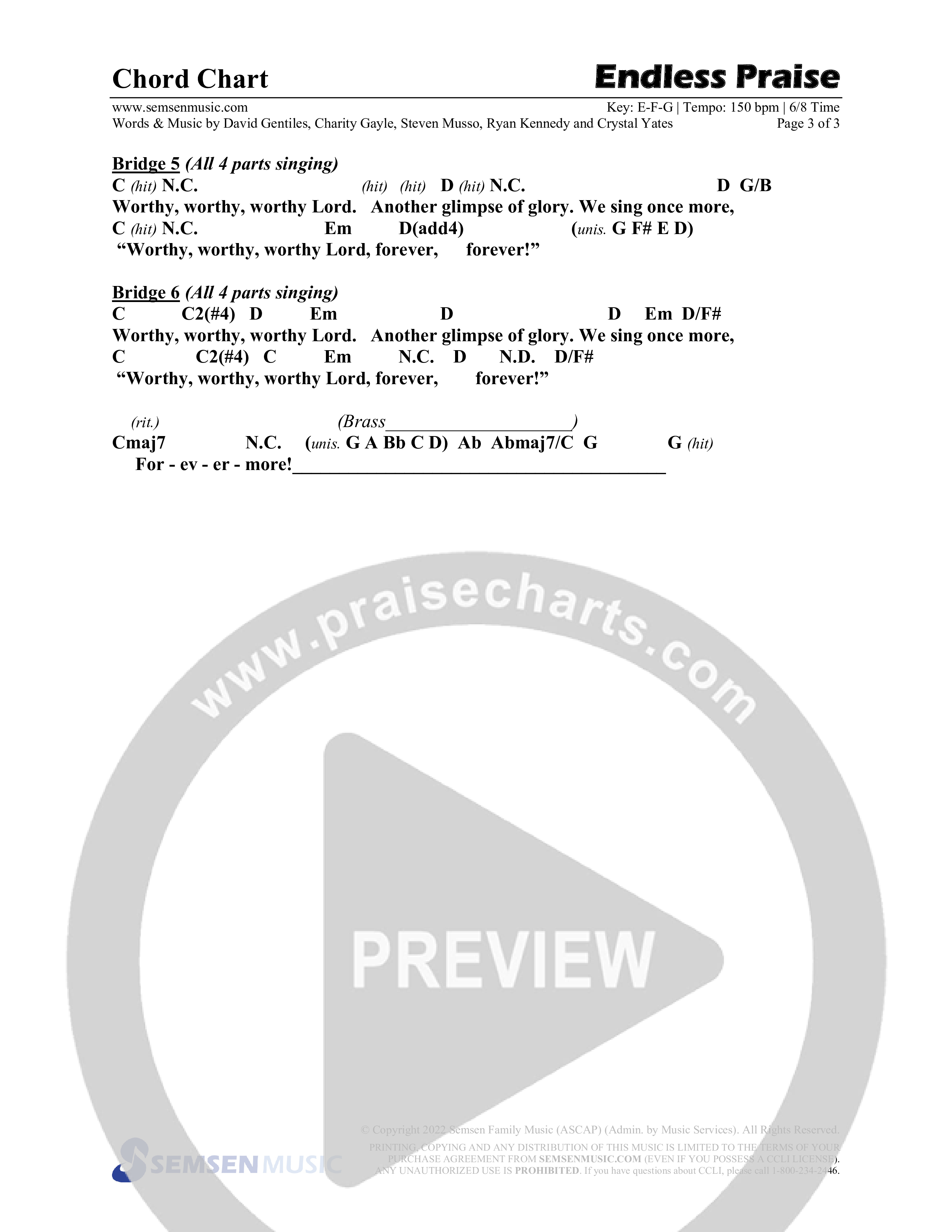 Endless Praise (Choral Anthem SATB) Chords & Lead Sheet (Semsen Music / Arr. Daniel Semsen)