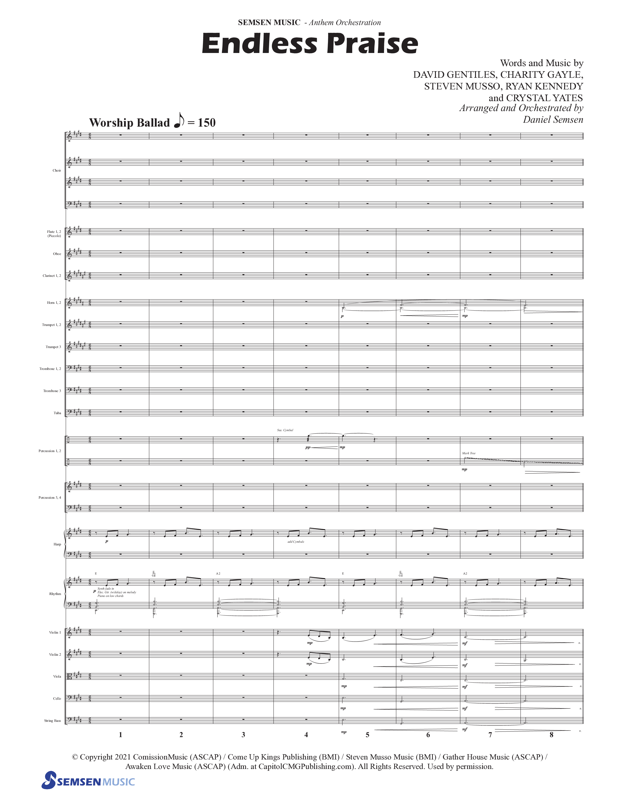 Endless Praise (Choral Anthem SATB) Conductor's Score (Semsen Music / Arr. Daniel Semsen)