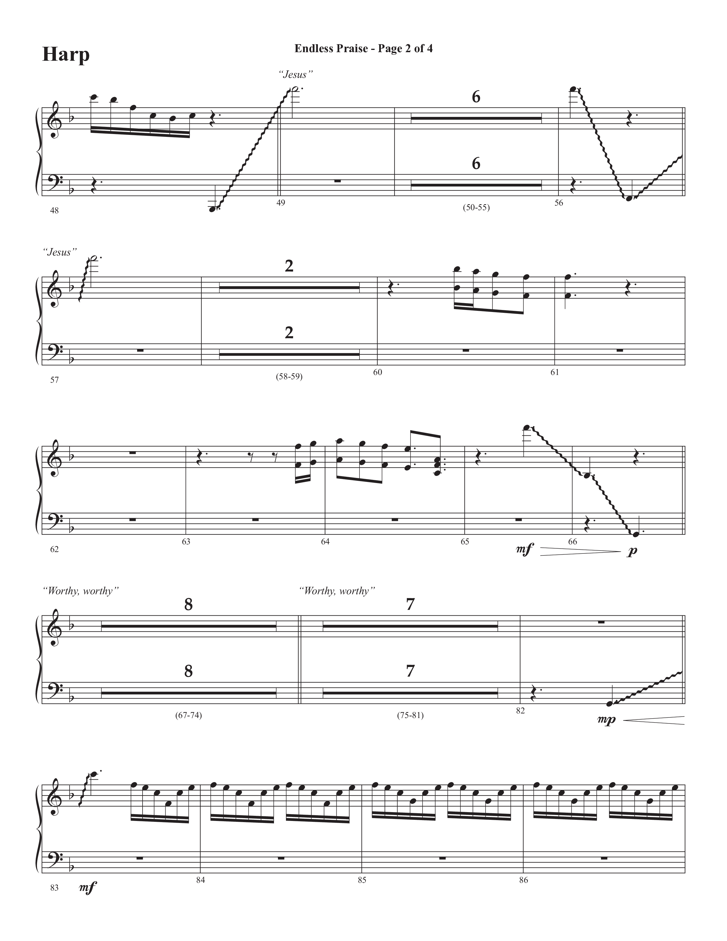 Endless Praise (Choral Anthem SATB) Harp (Semsen Music / Arr. Daniel Semsen)