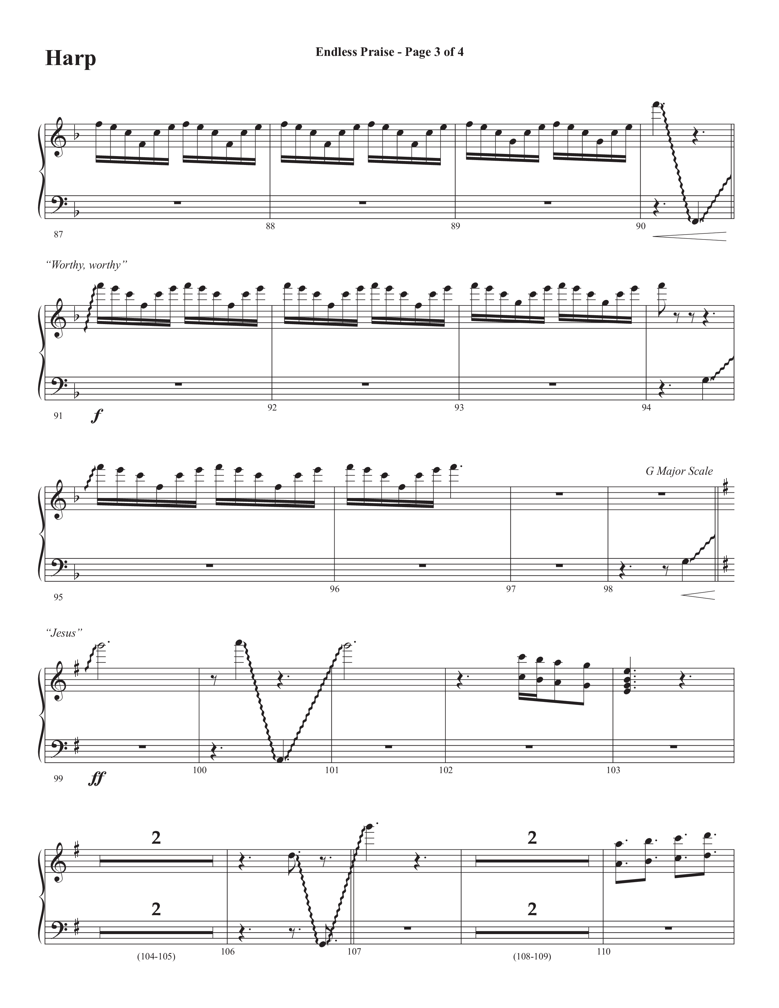 Endless Praise (Choral Anthem SATB) Harp (Semsen Music / Arr. Daniel Semsen)