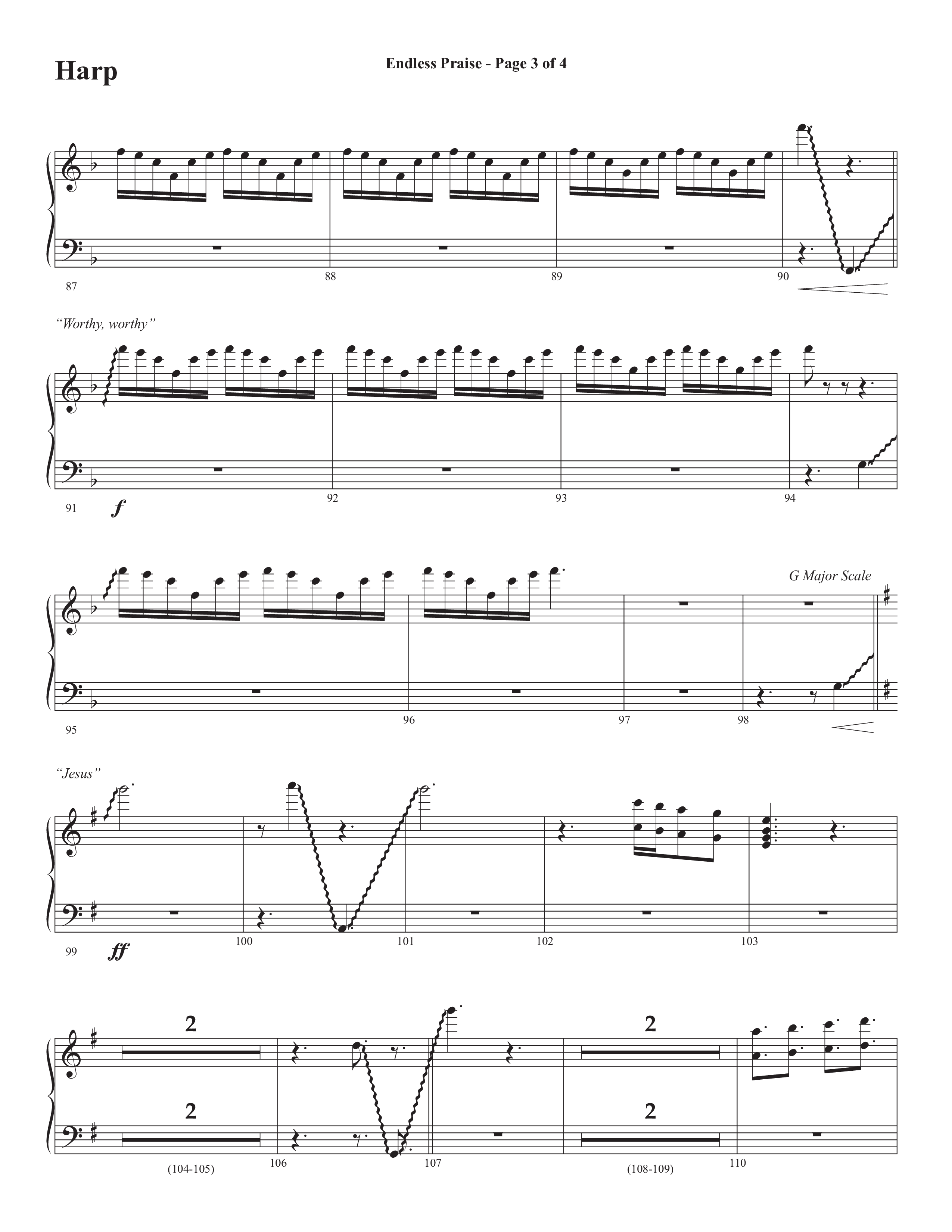 Endless Praise (Choral Anthem SATB) Harp (Semsen Music / Arr. Daniel Semsen)