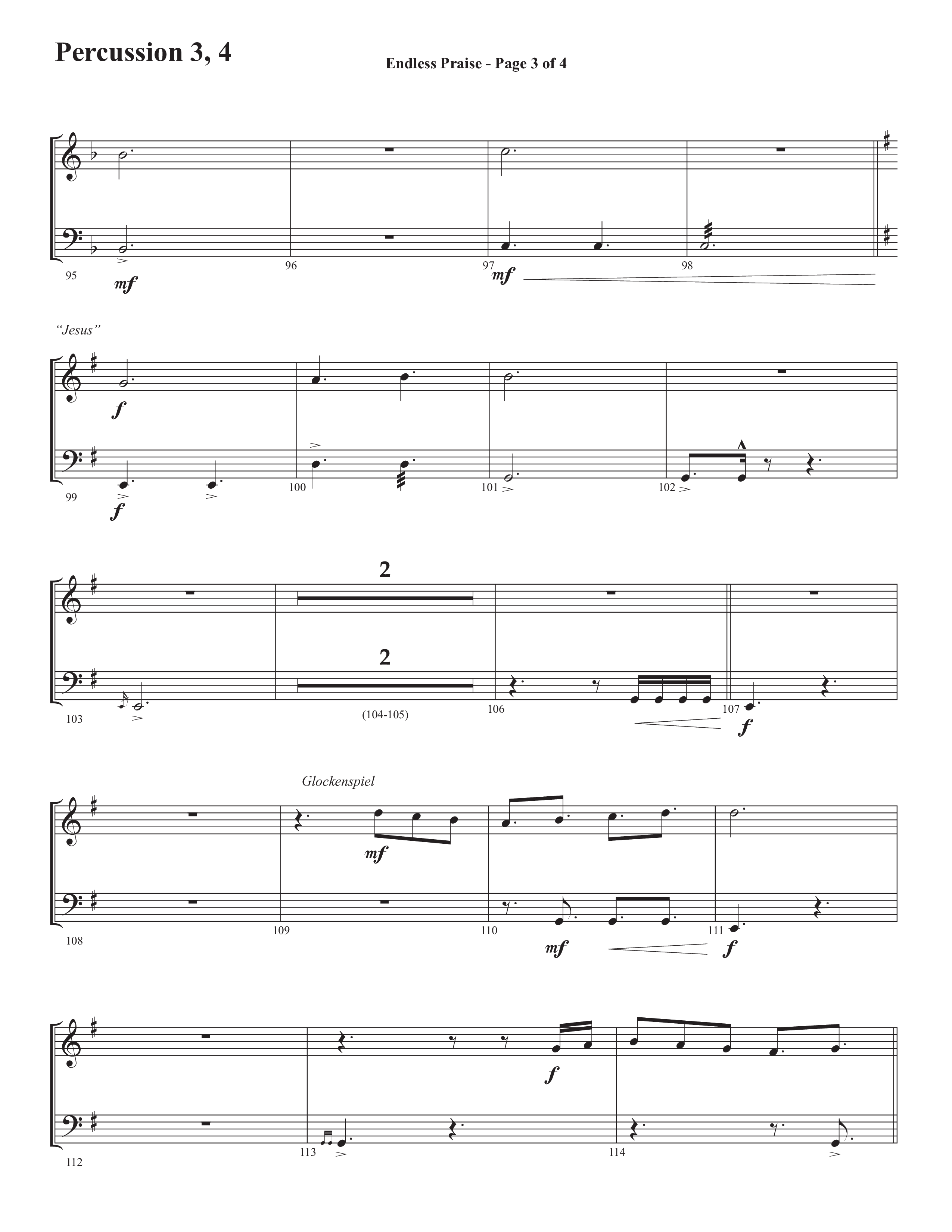 Endless Praise (Choral Anthem SATB) Percussion (Semsen Music / Arr. Daniel Semsen)