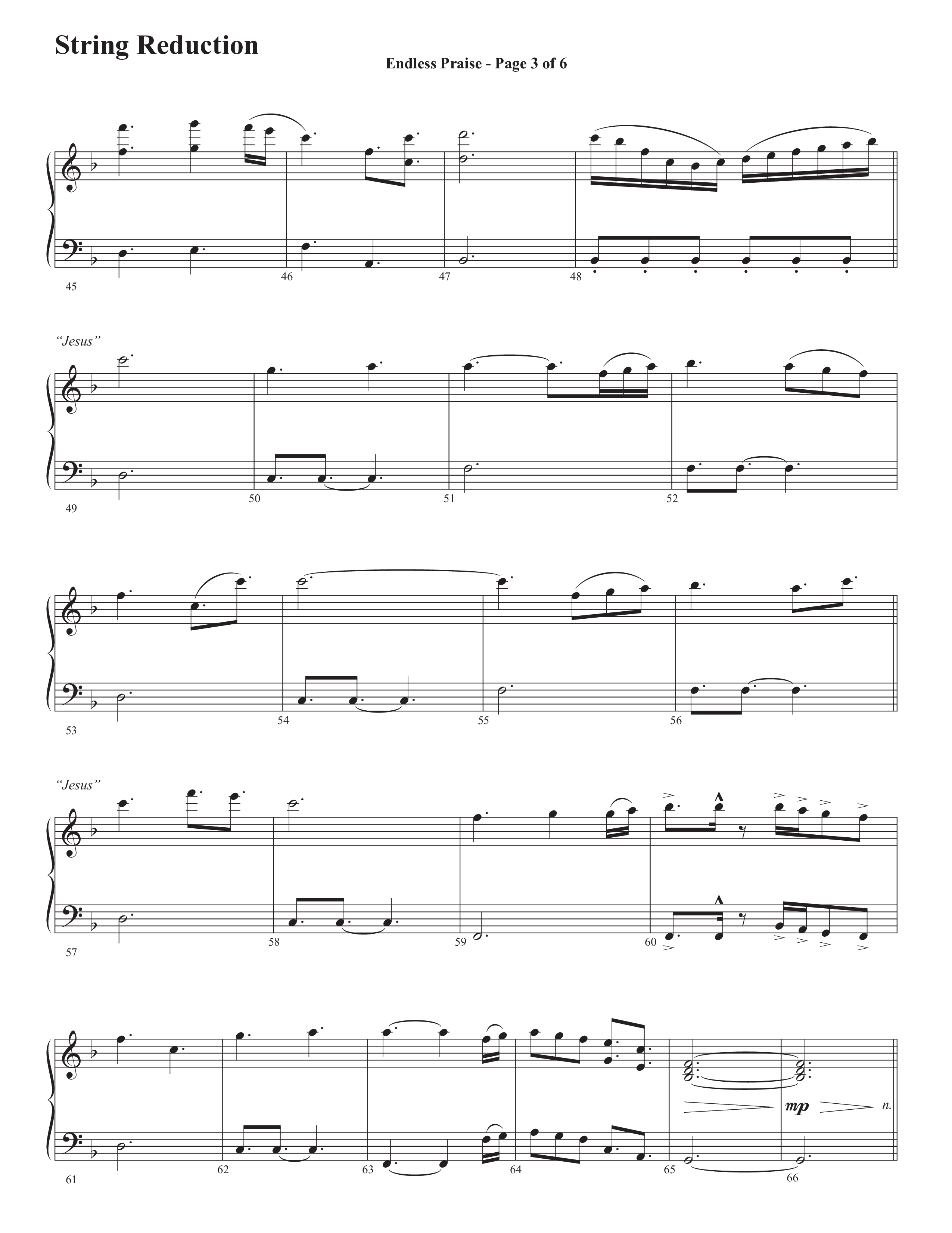 Endless Praise (Choral Anthem SATB) String Reduction (Semsen Music / Arr. Daniel Semsen)