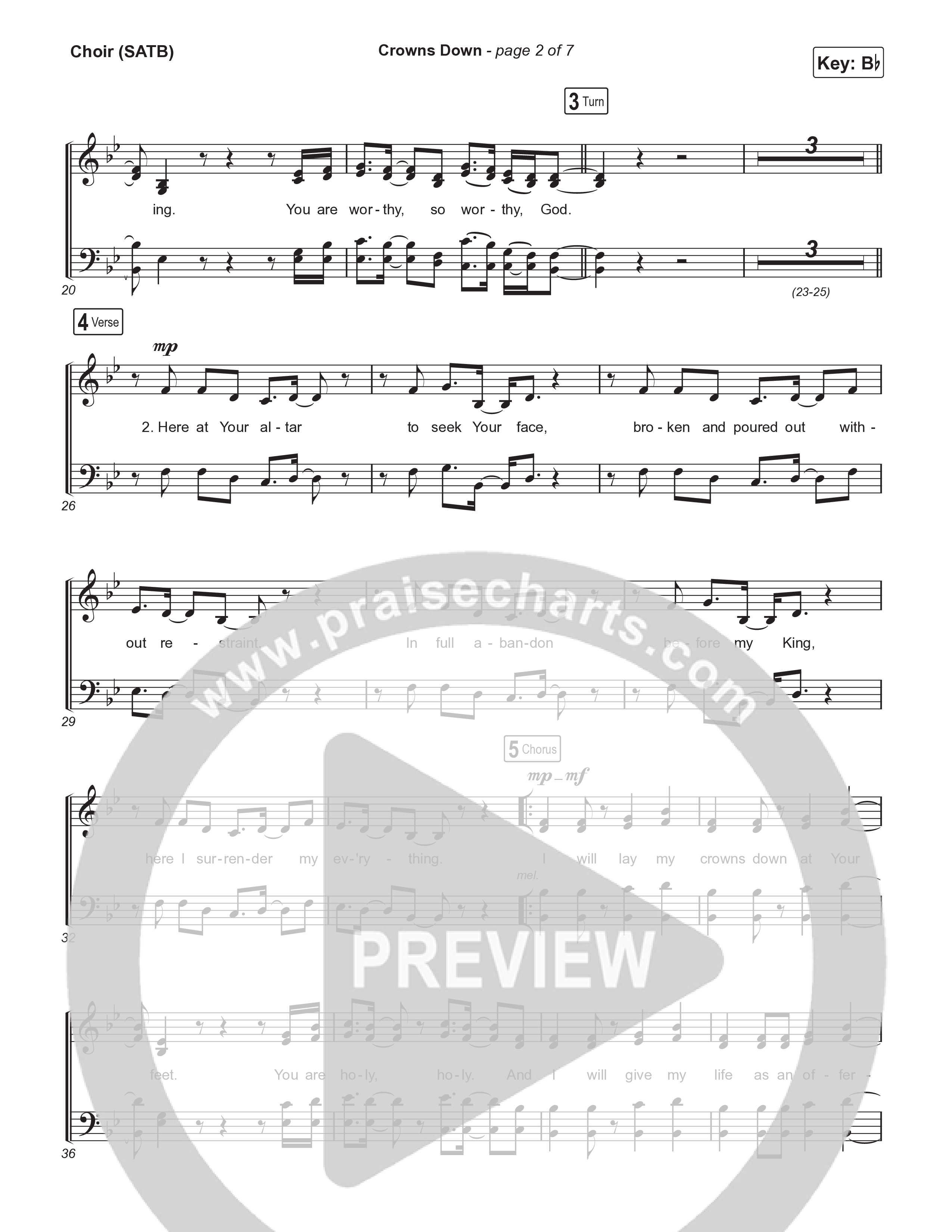 Crowns Down (Live) Choir Sheet (SATB) (Josh Baldwin)