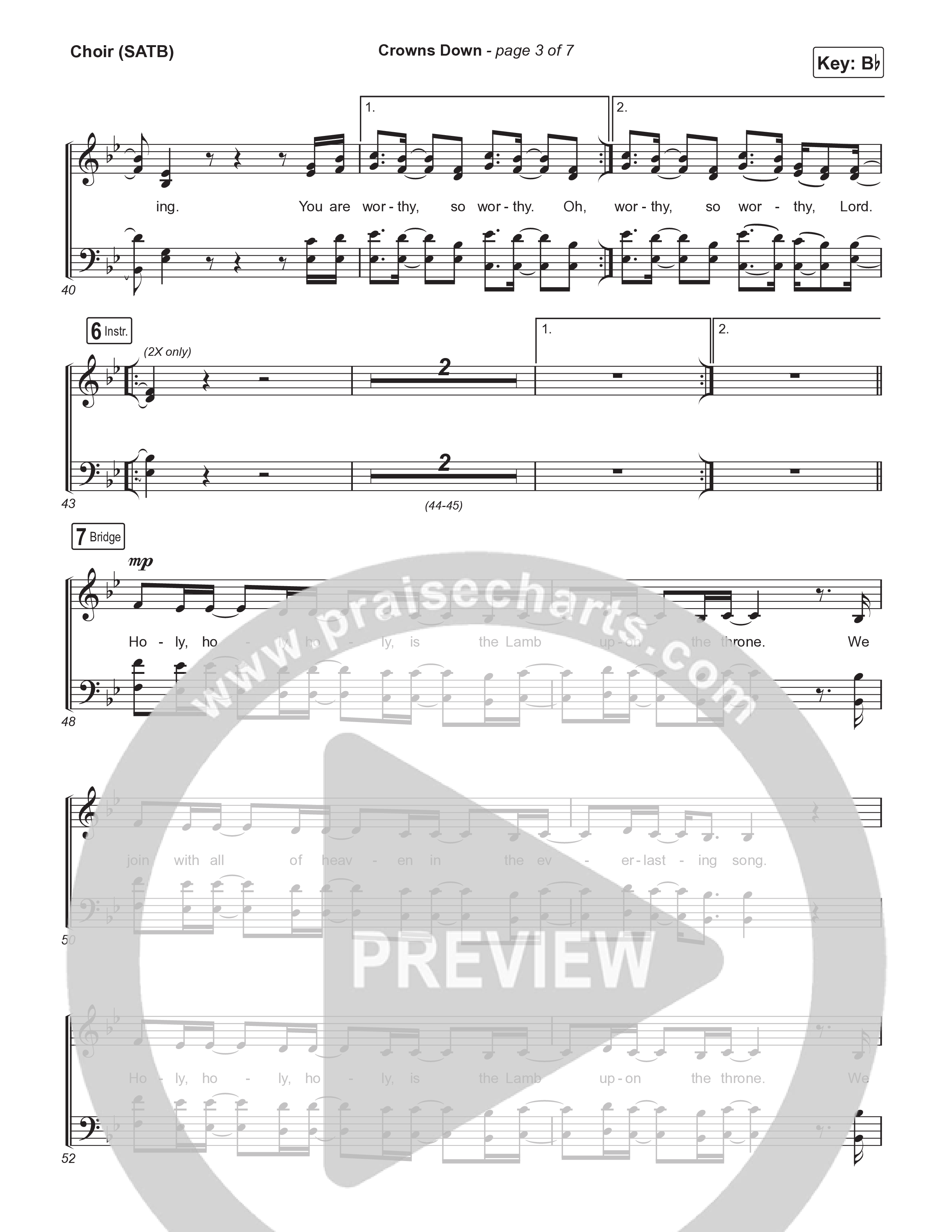 Crowns Down (Live) Choir Sheet (SATB) (Josh Baldwin)