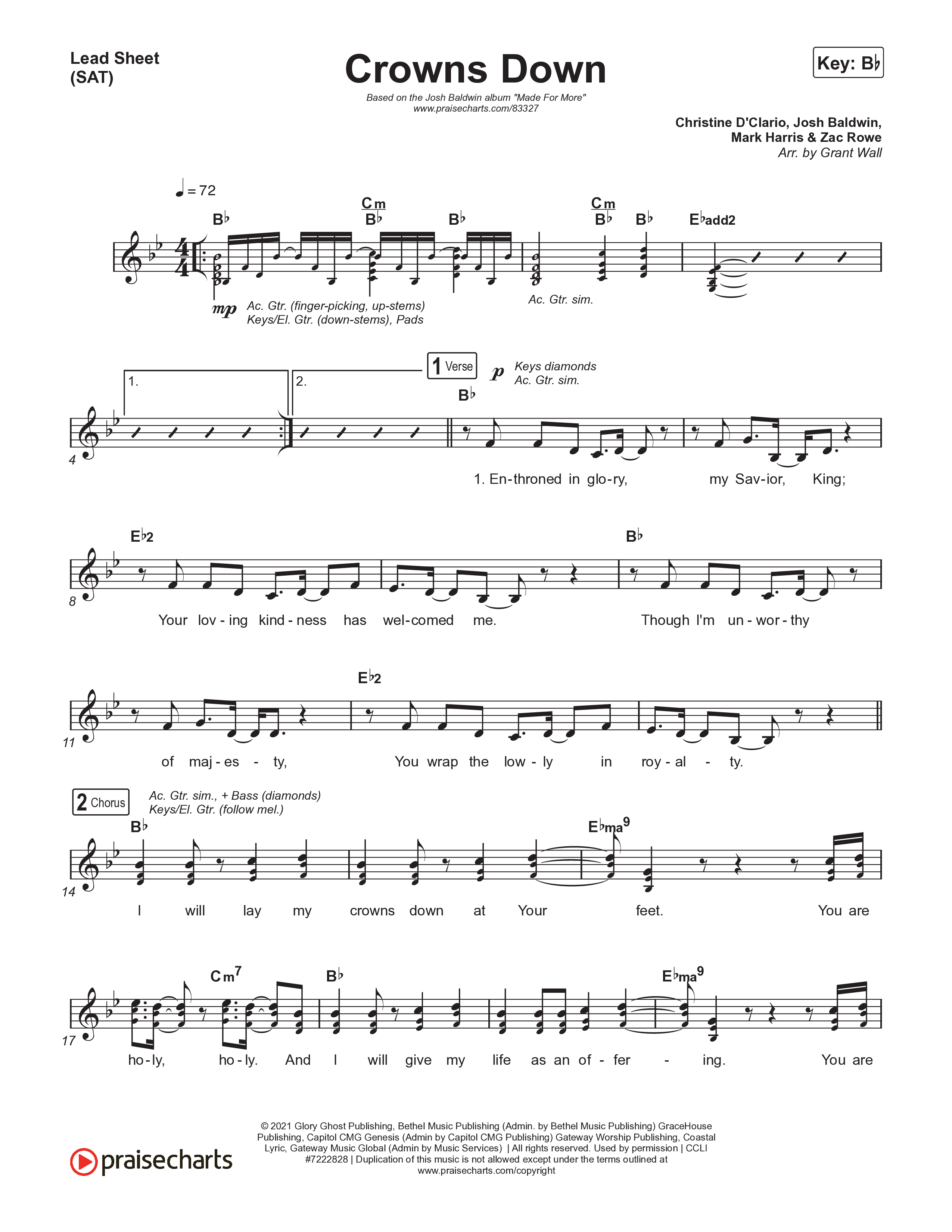 Crowns Down (Live) Lead Sheet (SAT) (Josh Baldwin)